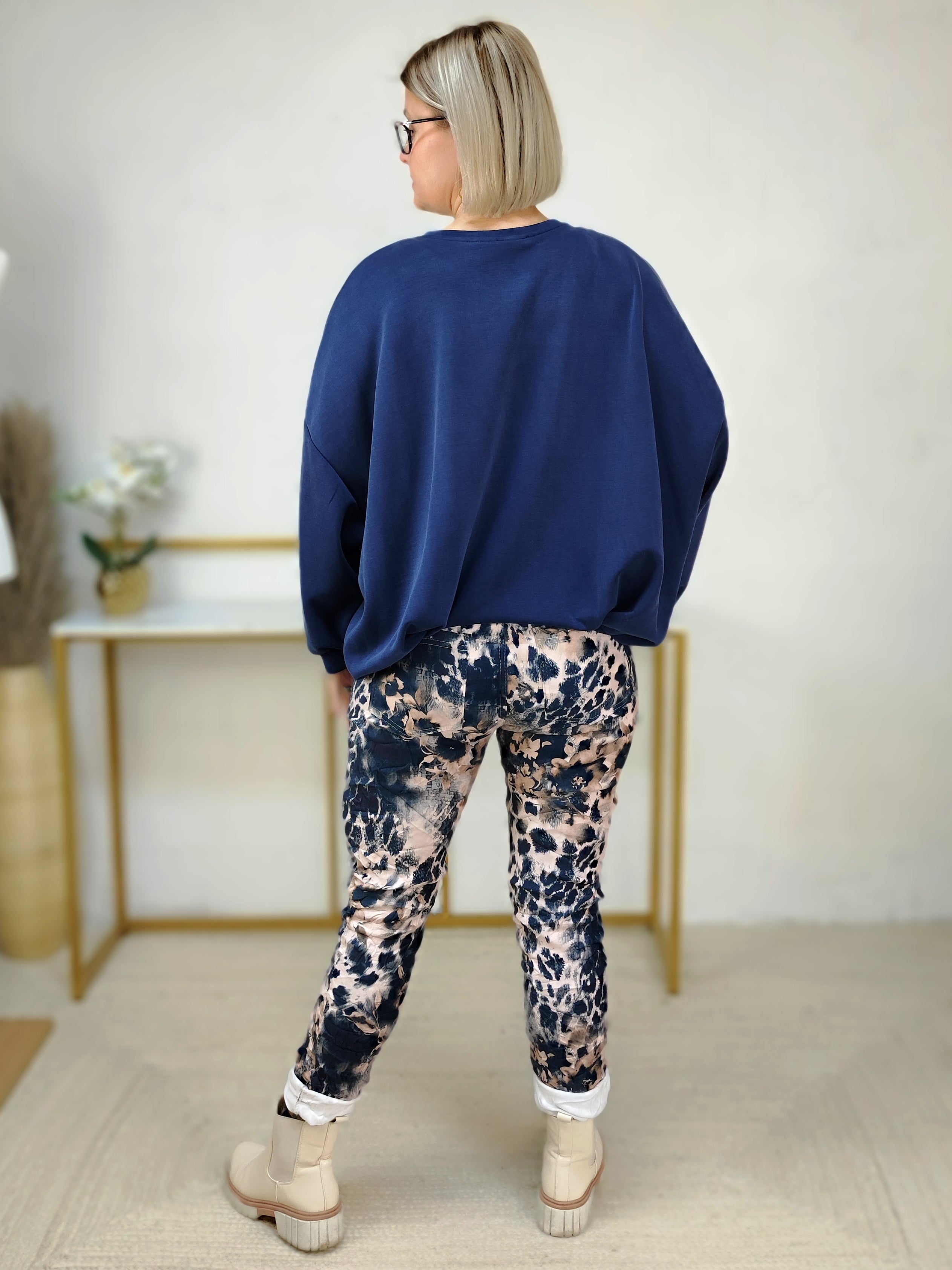 Sweatshirt einfarbig dunkelblau im Blusen Style (38-42/44)