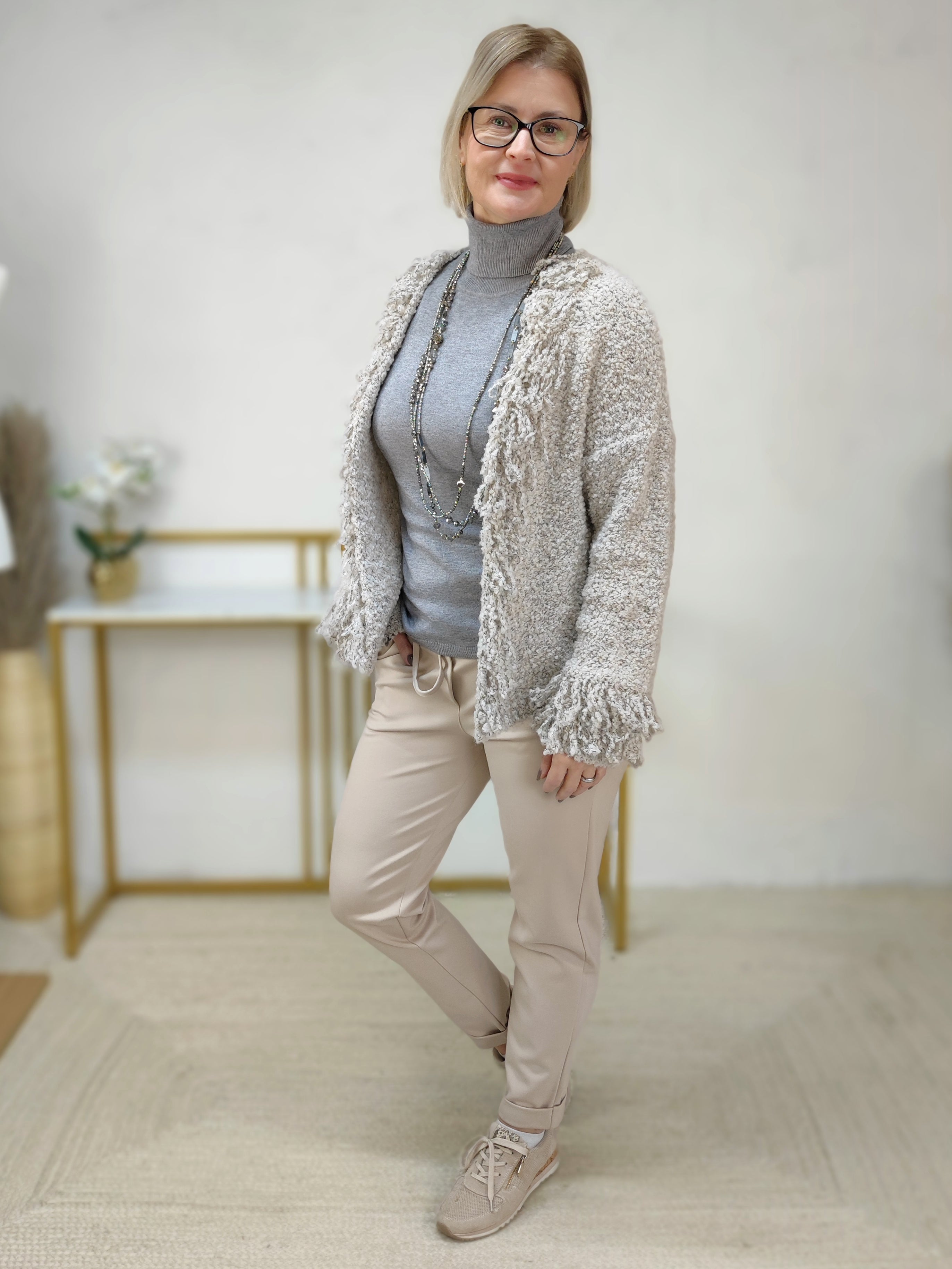 Leichter Unterziehpullover "Susi" mit kurzem Arm grau (36-42)