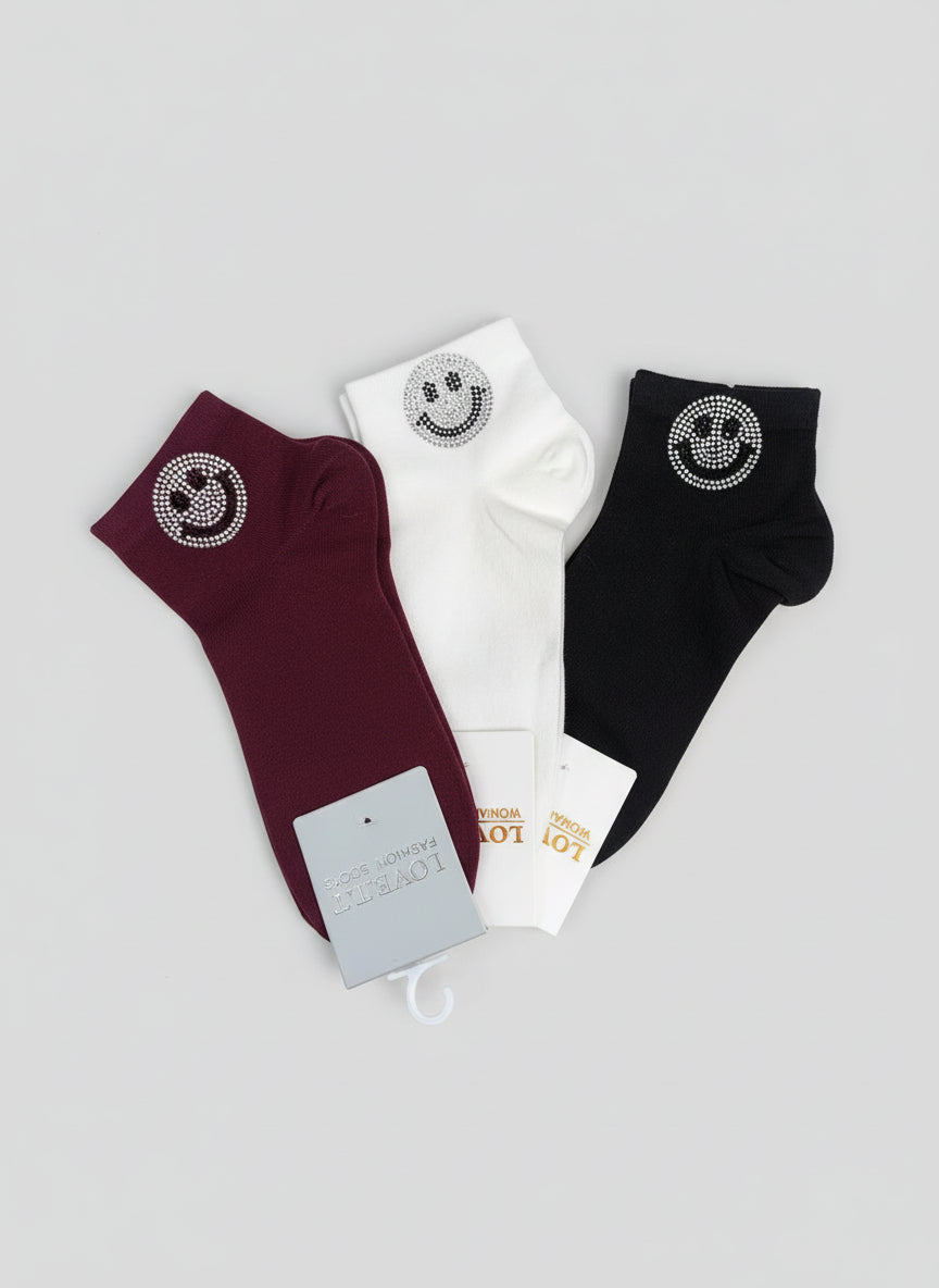 Sneaker - Socken "Smile" in 3 Farben (36-41)