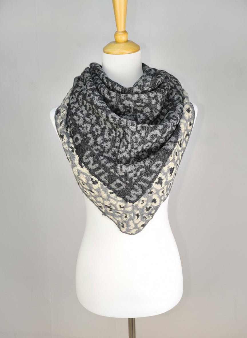 Wollschal/Dreieckschal "Wild" grau