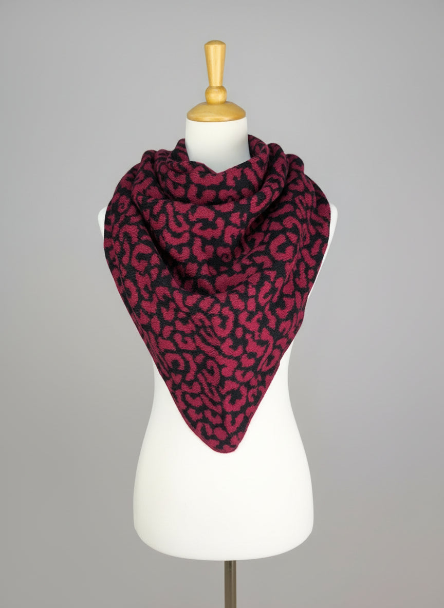 Wollschal/Dreieckschal "Leo" vino/schwarz