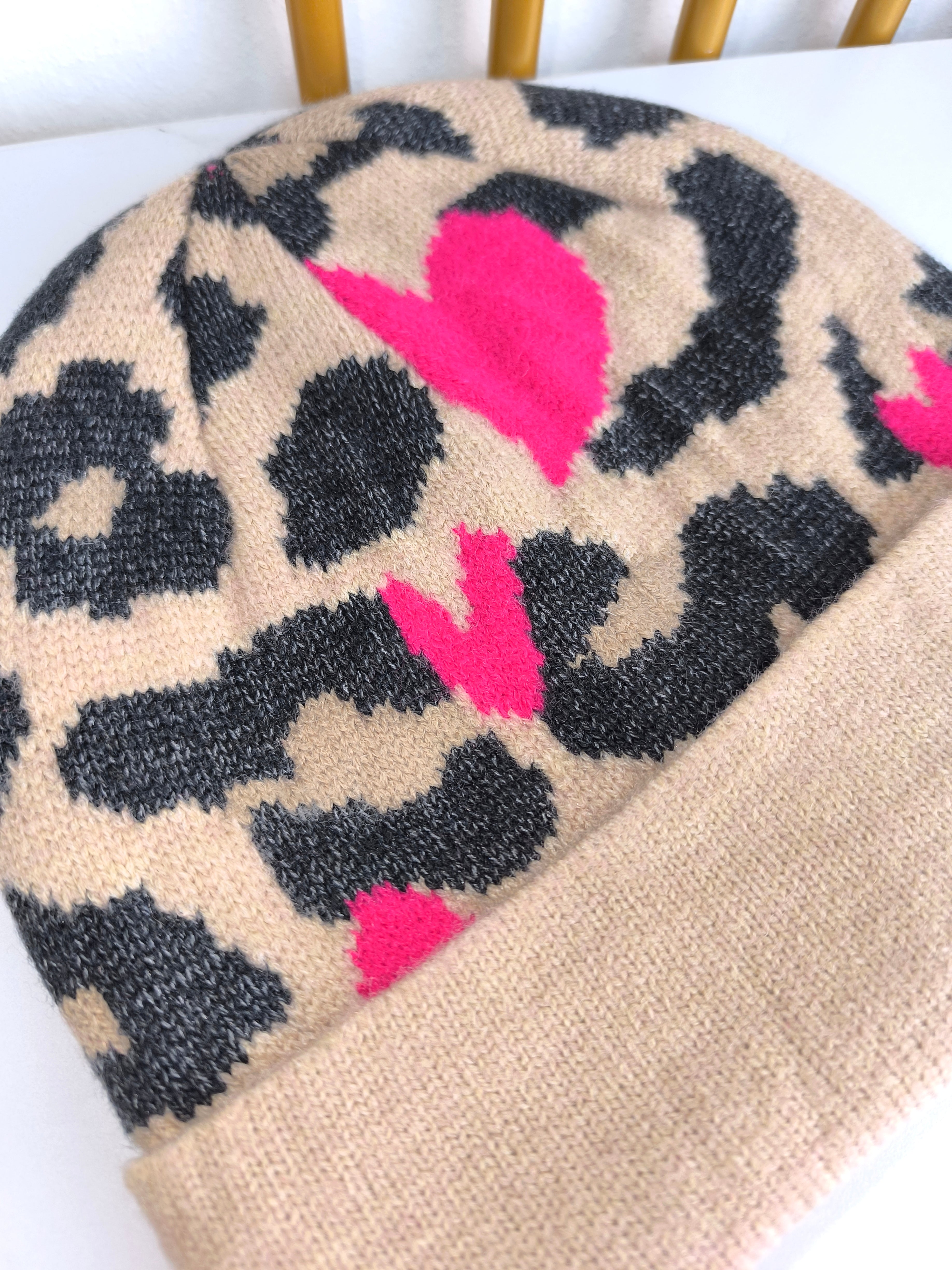 Mütze "Heart 2" in light camel/pink