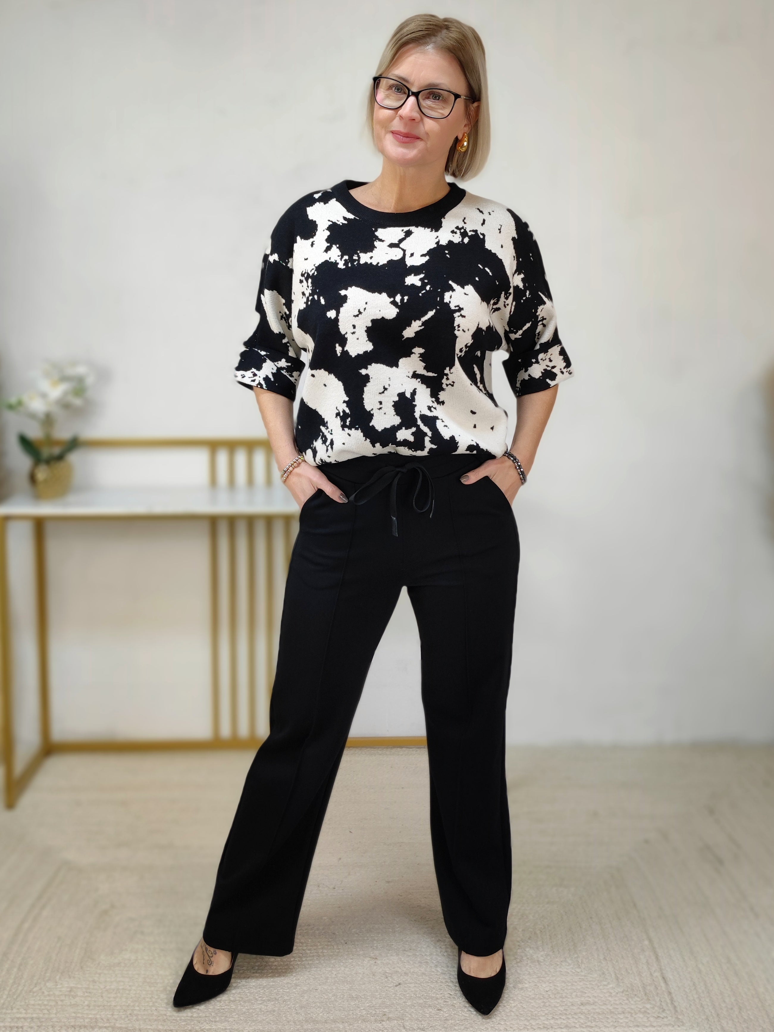 Stoffhose gerader Schnitt in schwarz (XS - XL)