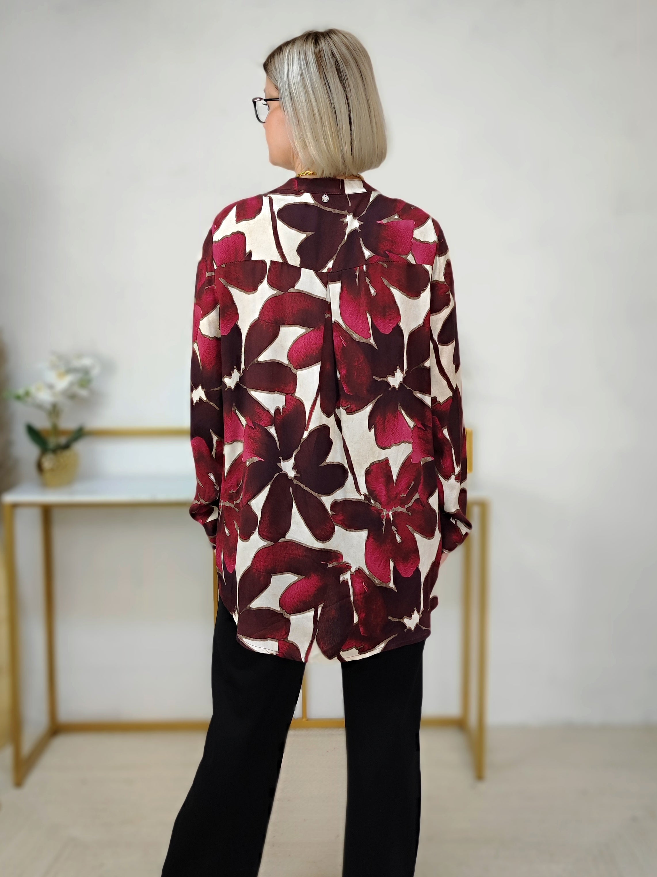 Gemusterte Bluse in vino/beige (40-44)