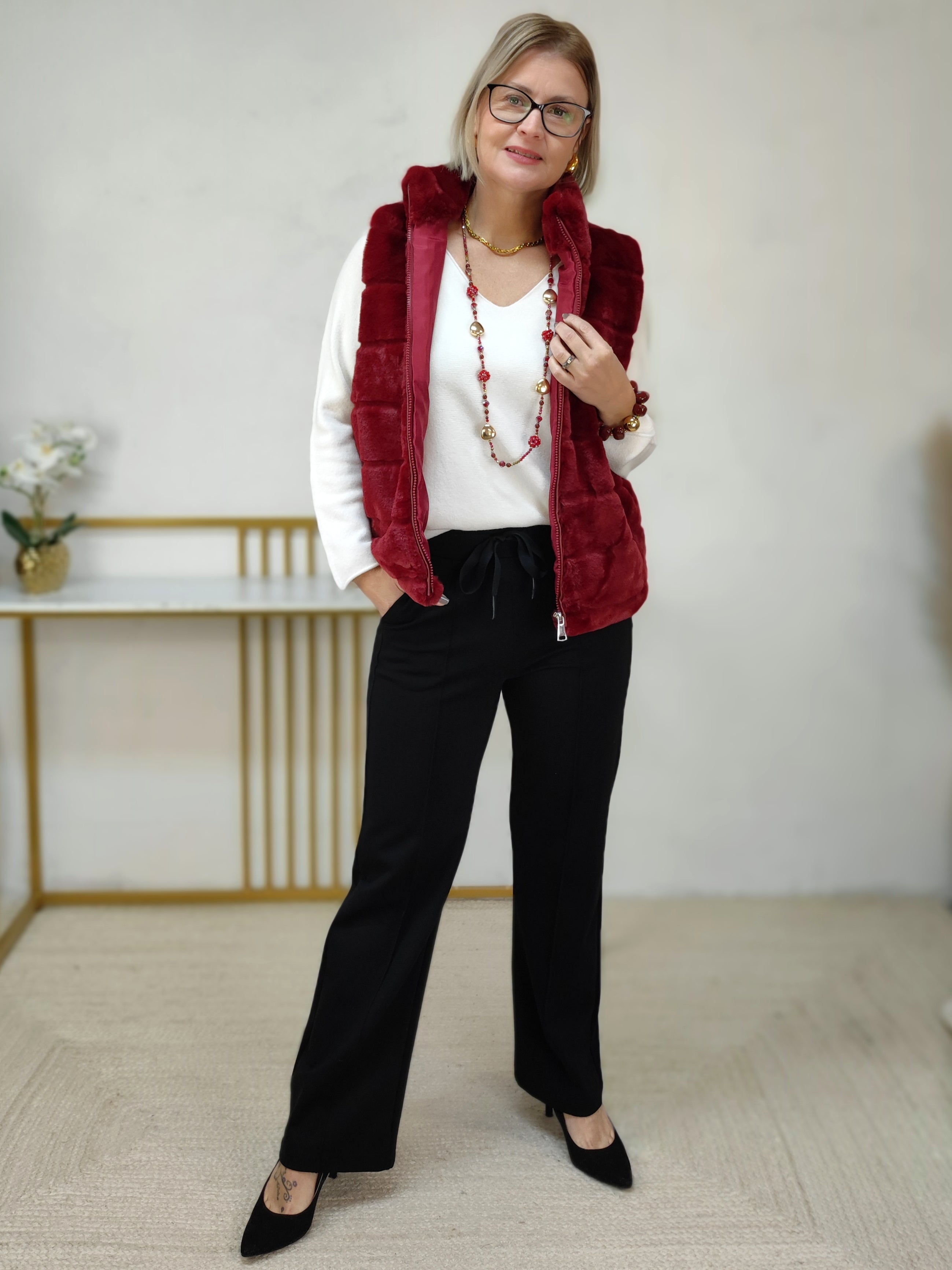 Stoffhose gerader Schnitt in schwarz (XS - XL)