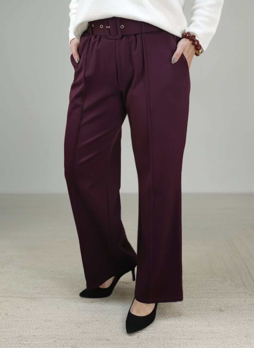 Lässige Stoffhose in aubergine (S-L)