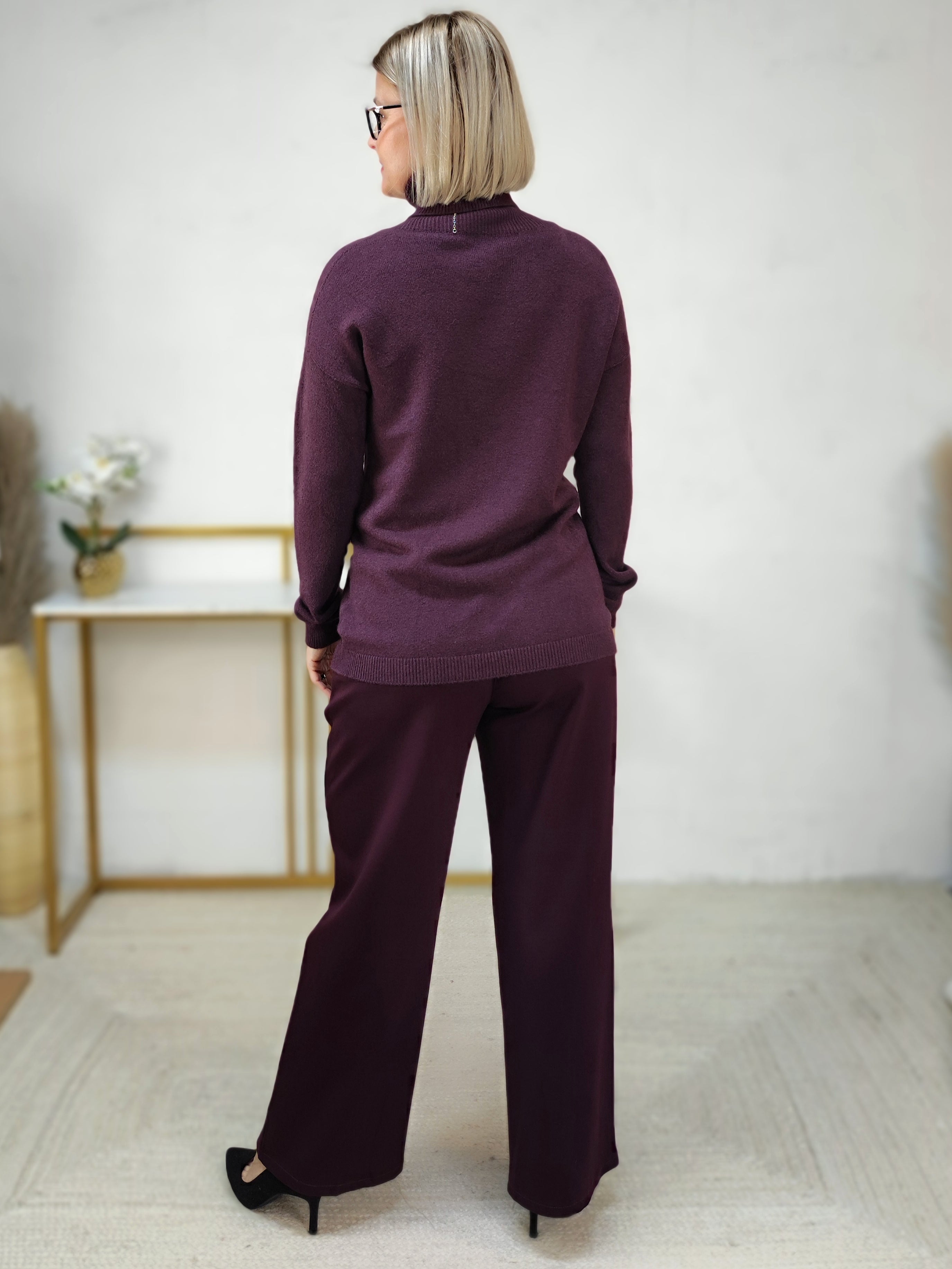 Pullover unifarben mit Rollkragen aubergine (36-40/42)