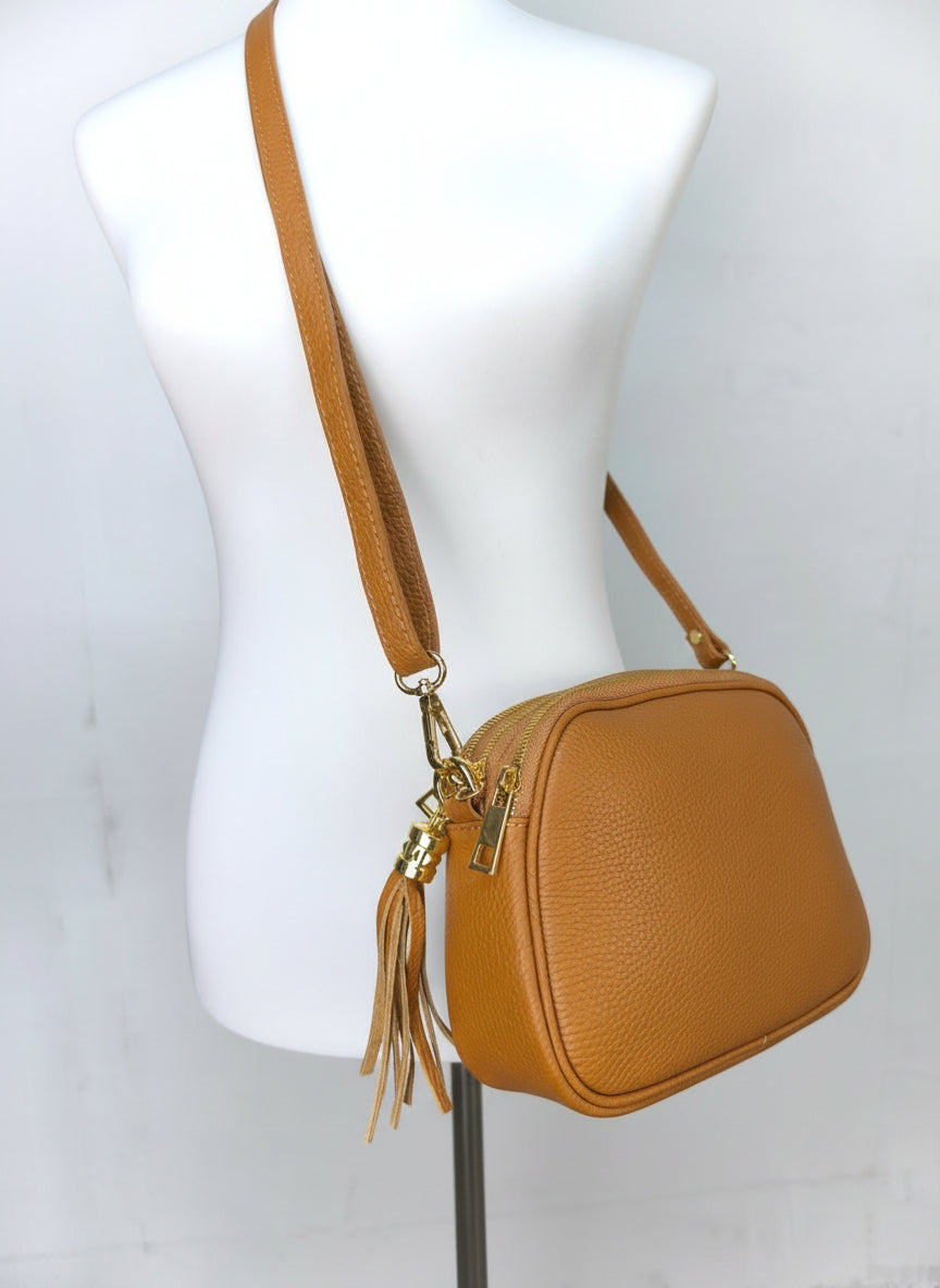 Ledertasche Bodybag hellbraun