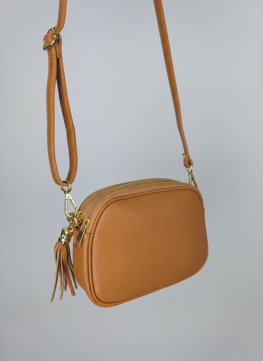 Ledertasche Bodybag hellbraun