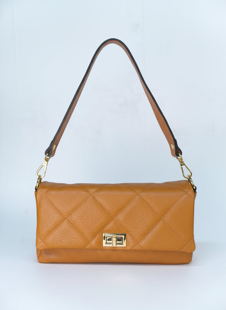 Ledertasche / Clutch hellbraun