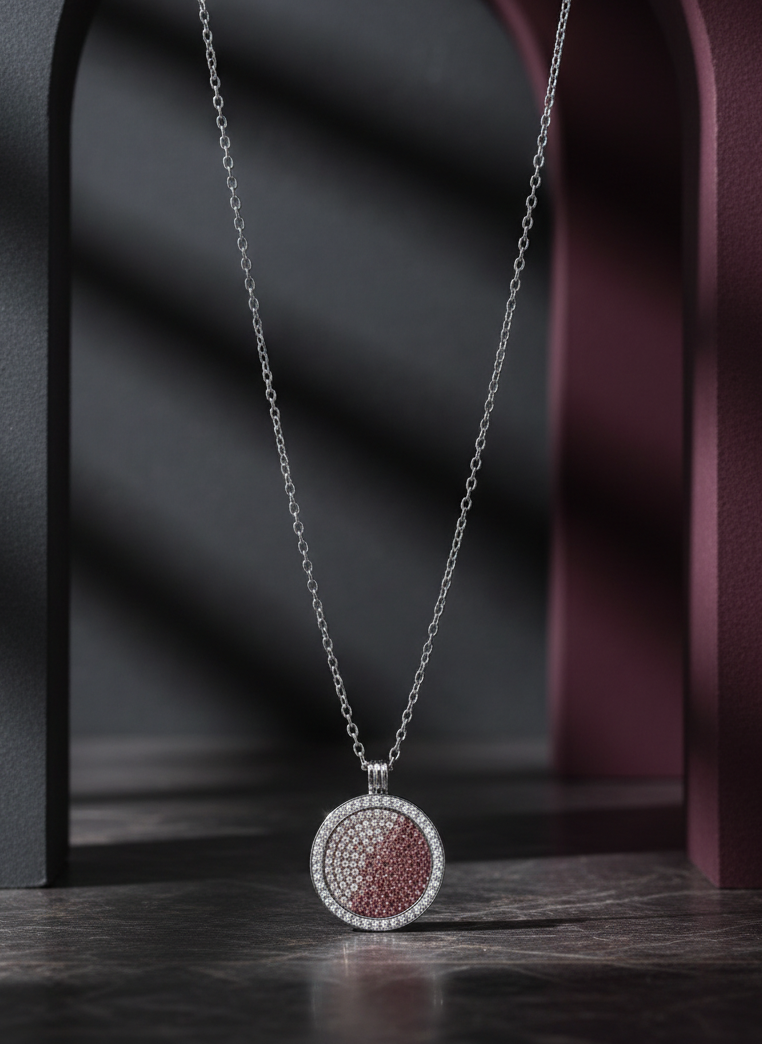 Medaillon Kette/Wechselkette in silber/vino