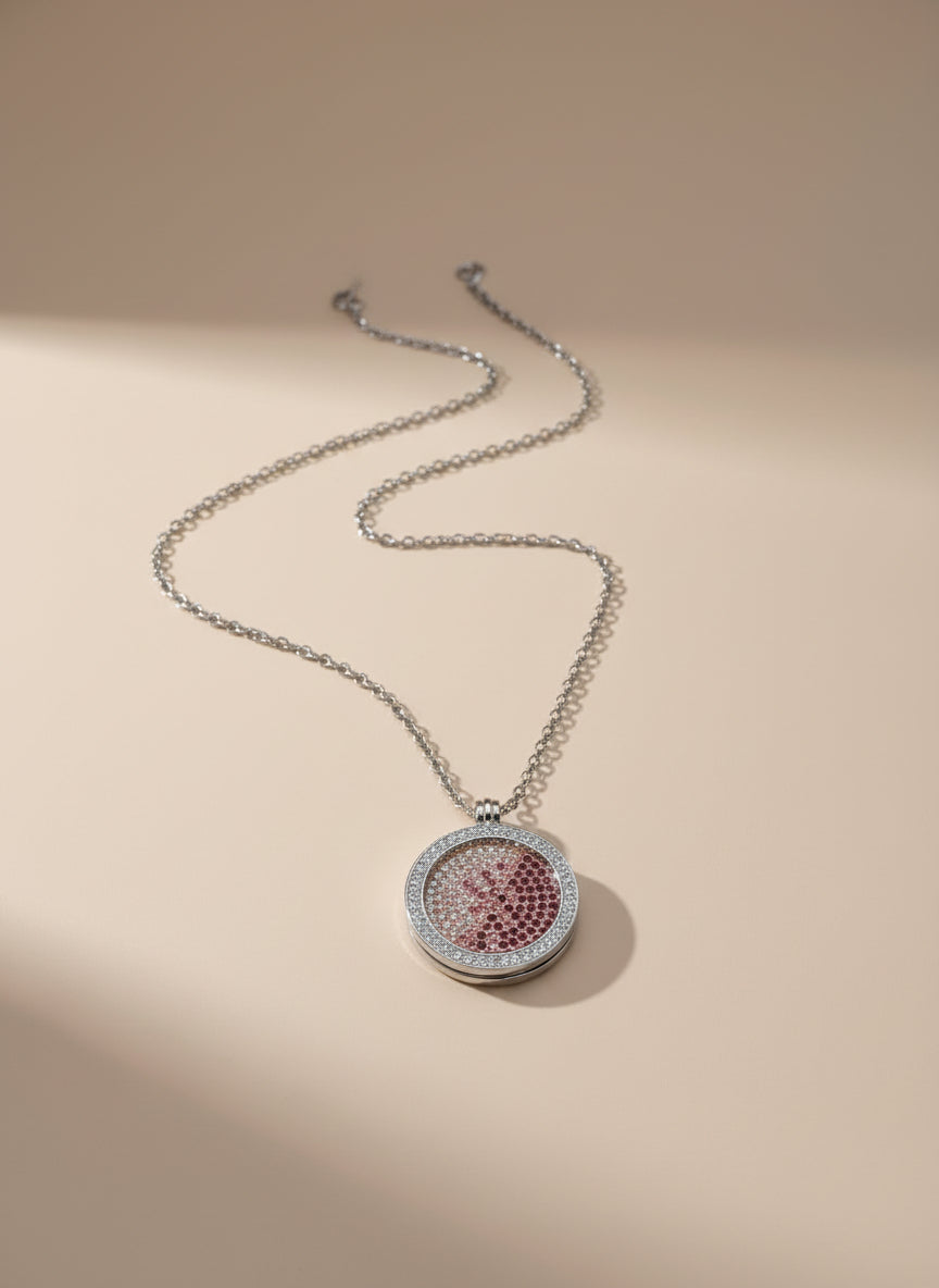 Medaillon Kette/Wechselkette in silber/vino