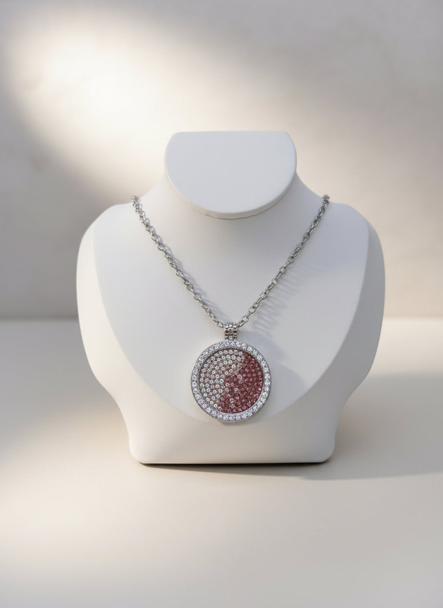 Medaillon Kette/Wechselkette in silber/vino