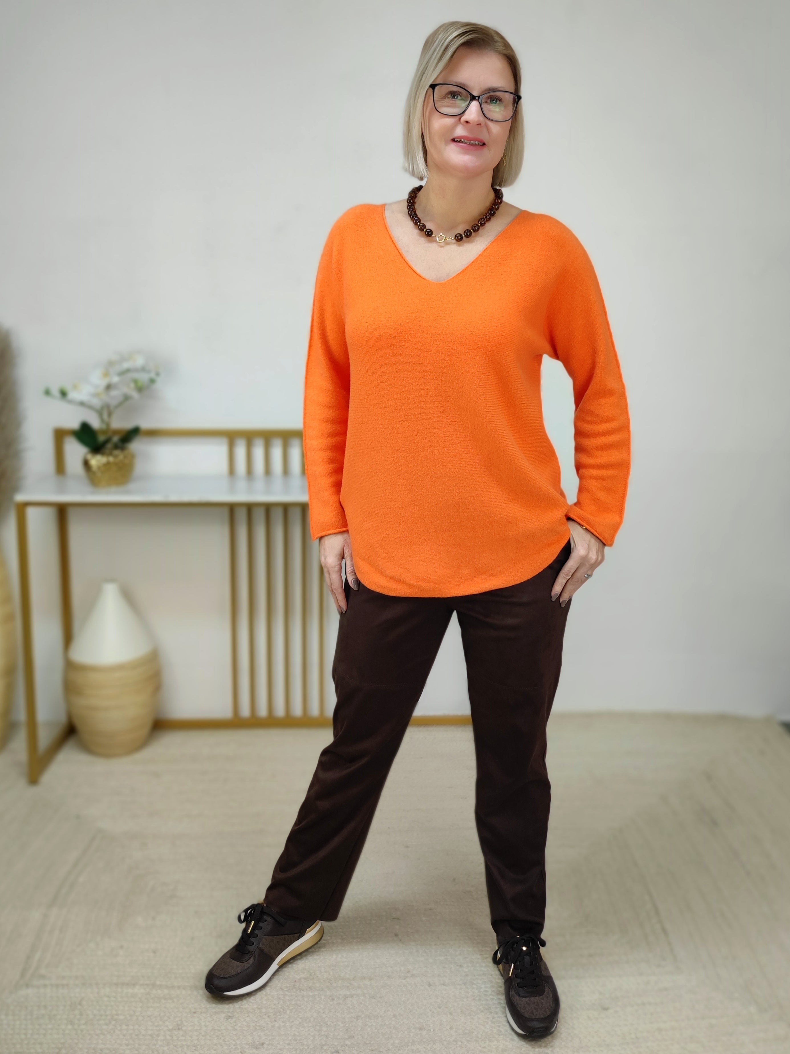 Feinstrick Pullover unifarben orange (36-40/42)
