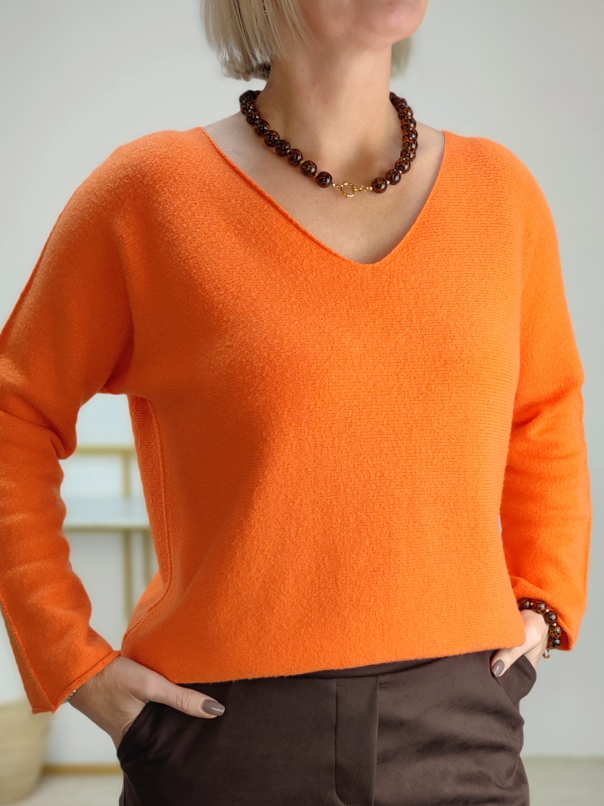 Feinstrick Pullover unifarben orange (36-40/42)