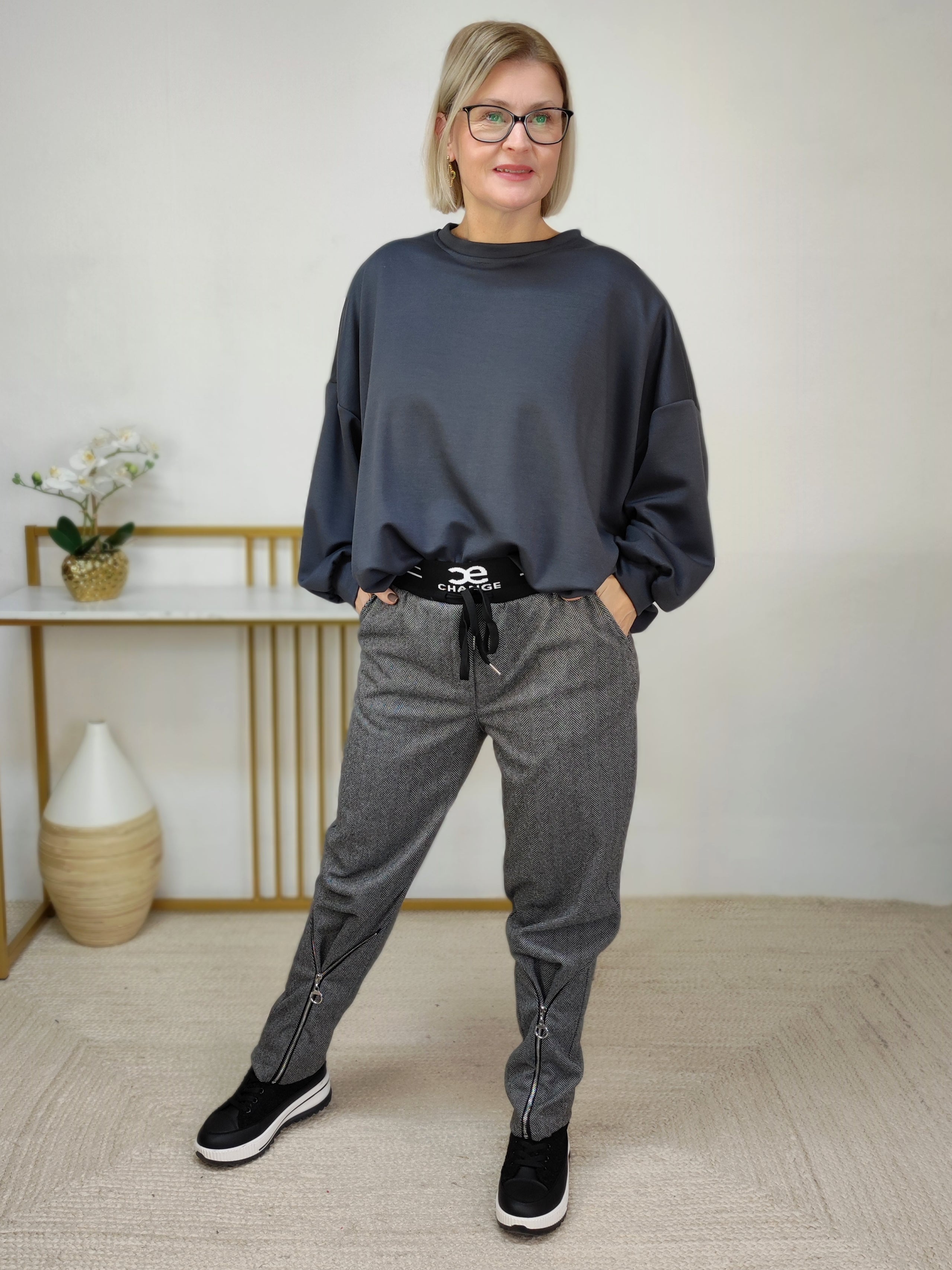 Stoffhose "Change" schwarz/grau (38-42)