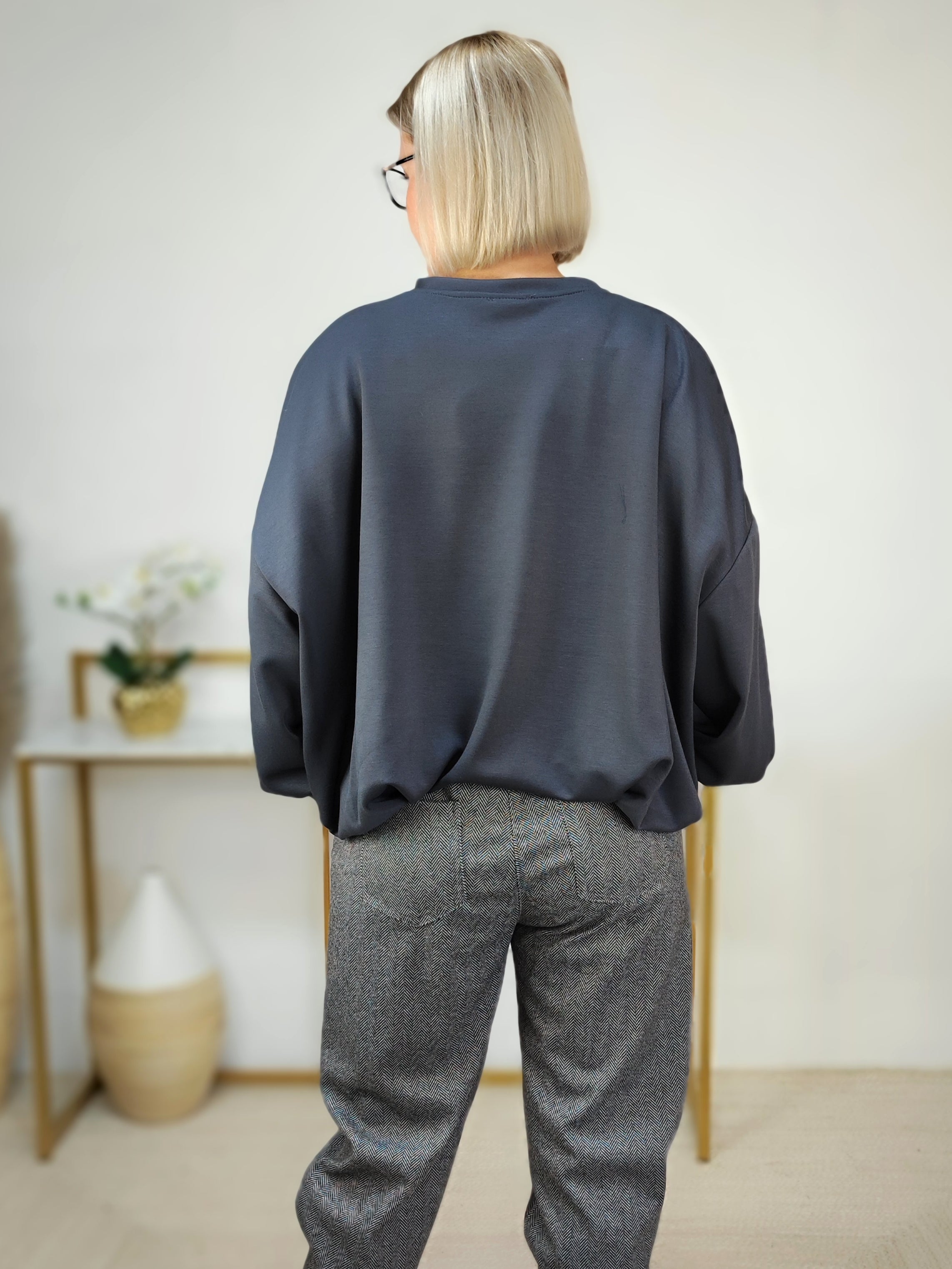 Sweatshirt einfarbig grau im Blusen Style (38-42/44)