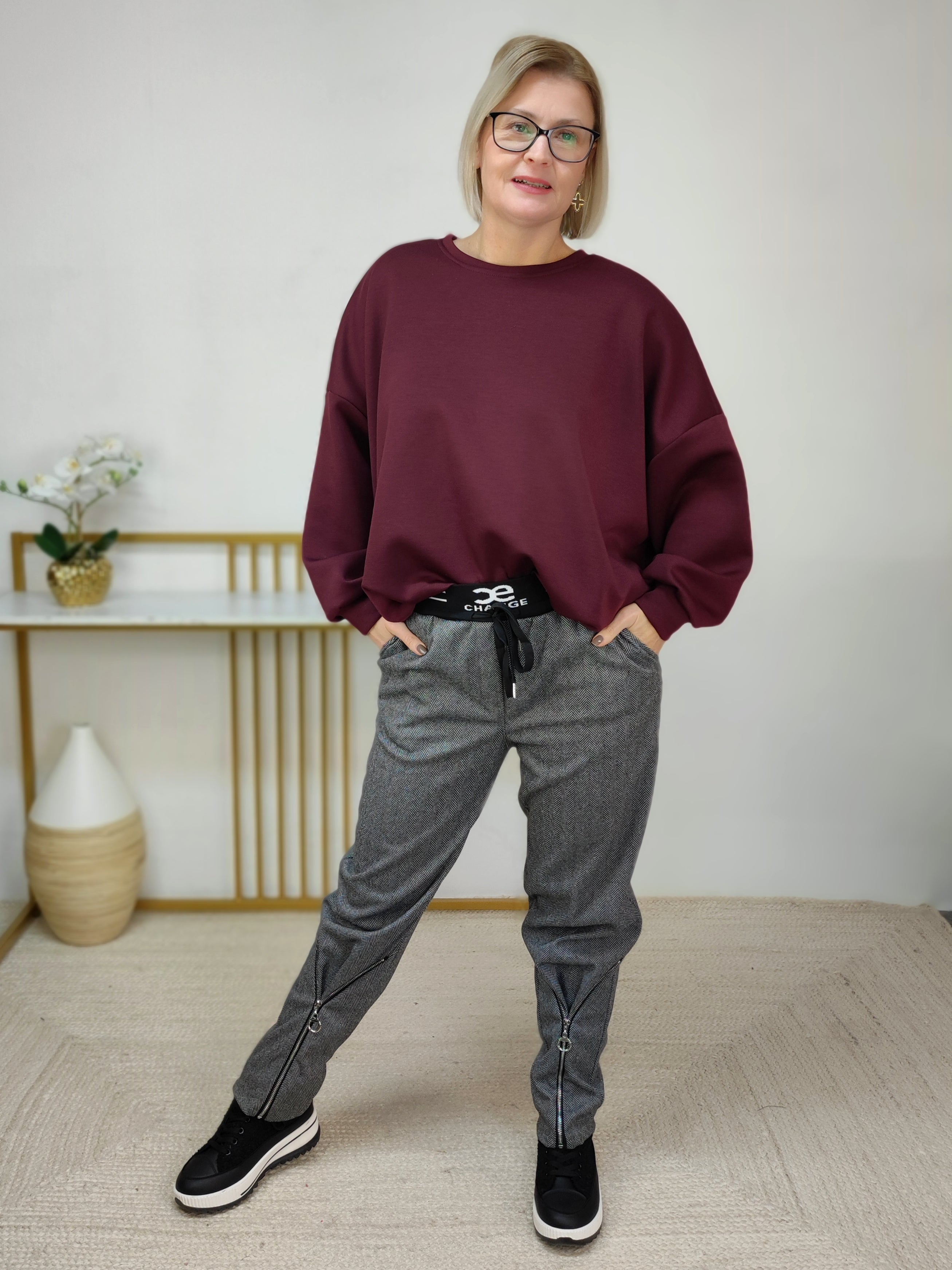 Sweatshirt einfarbig vino im Blusen Style (38-42/44)