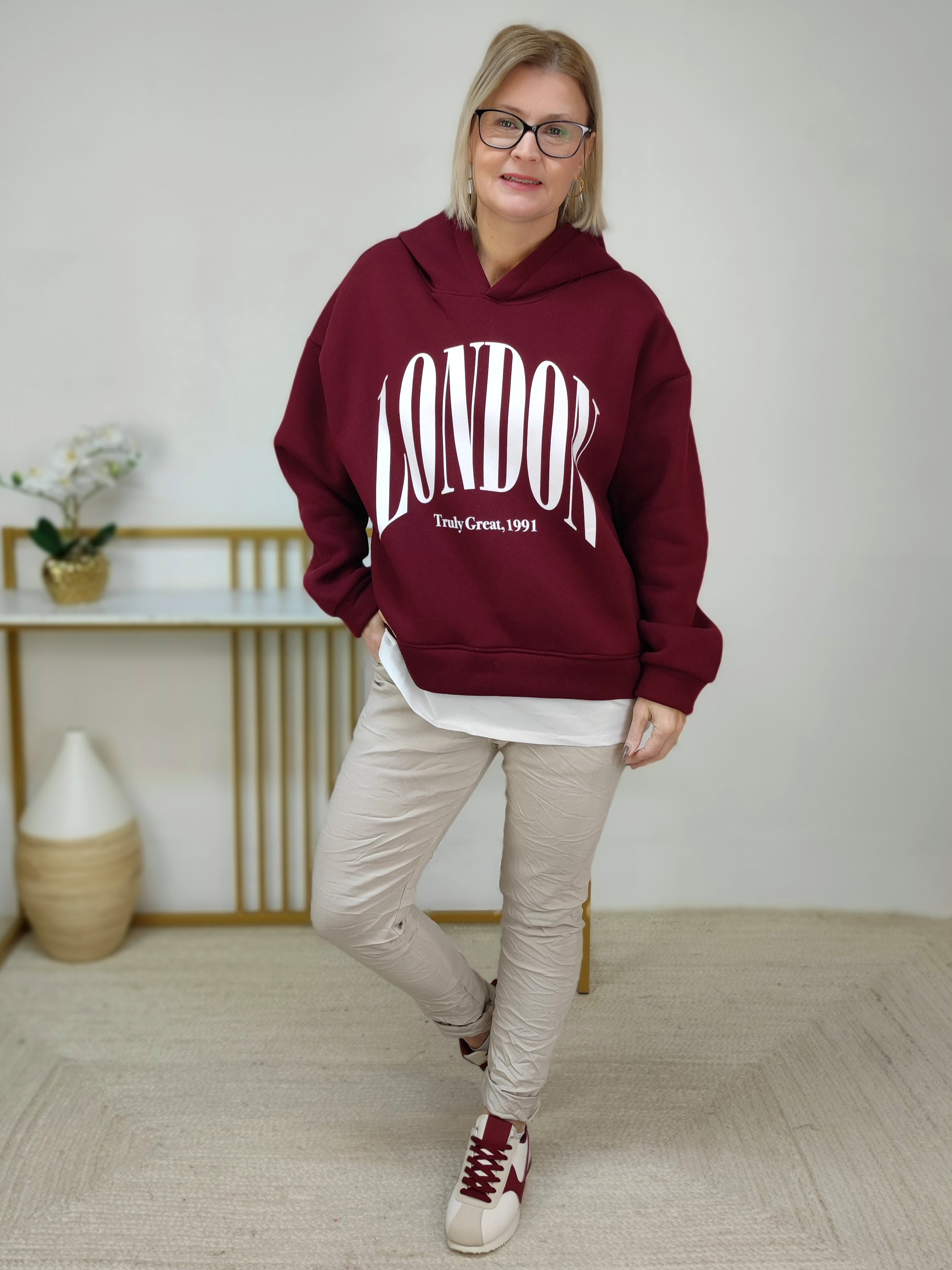 Sweatshirt/Hoodie "London" in vino (38-44)