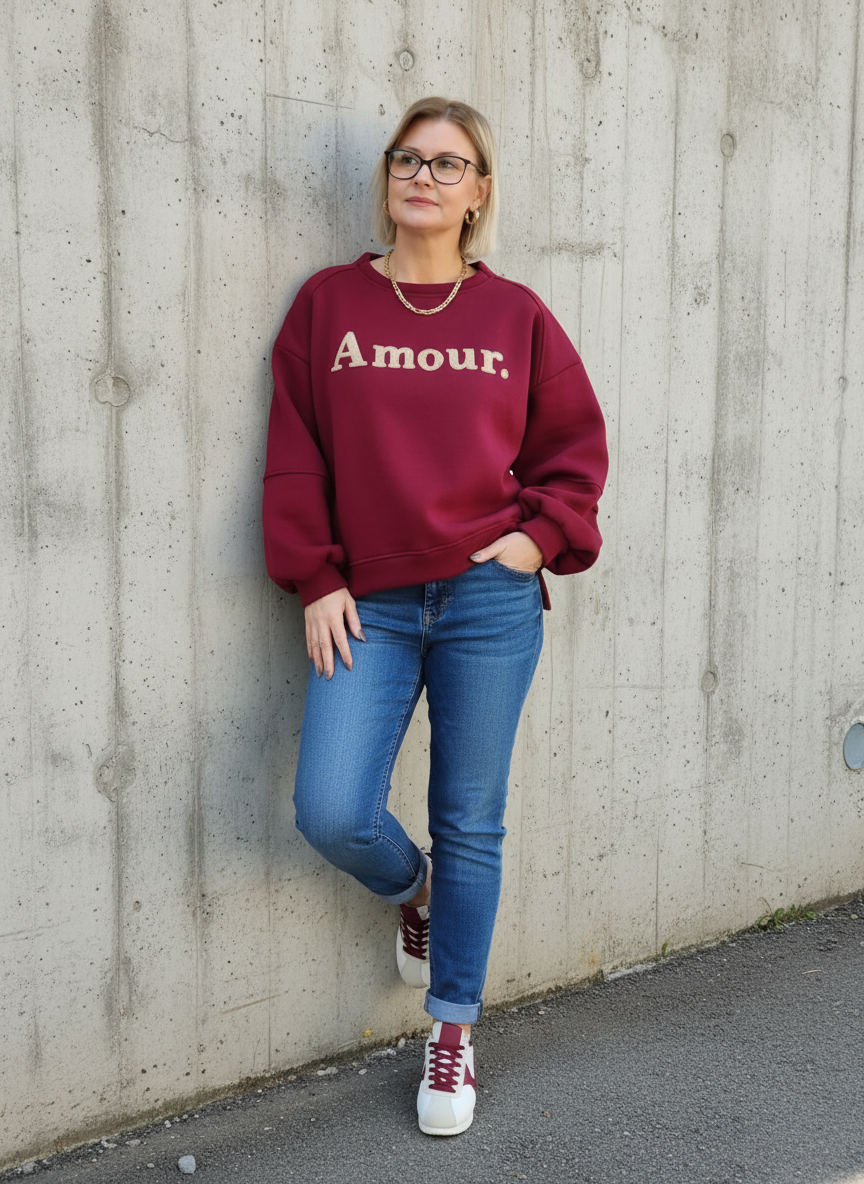 Sweatshirt "Amour" in vino (38-42)