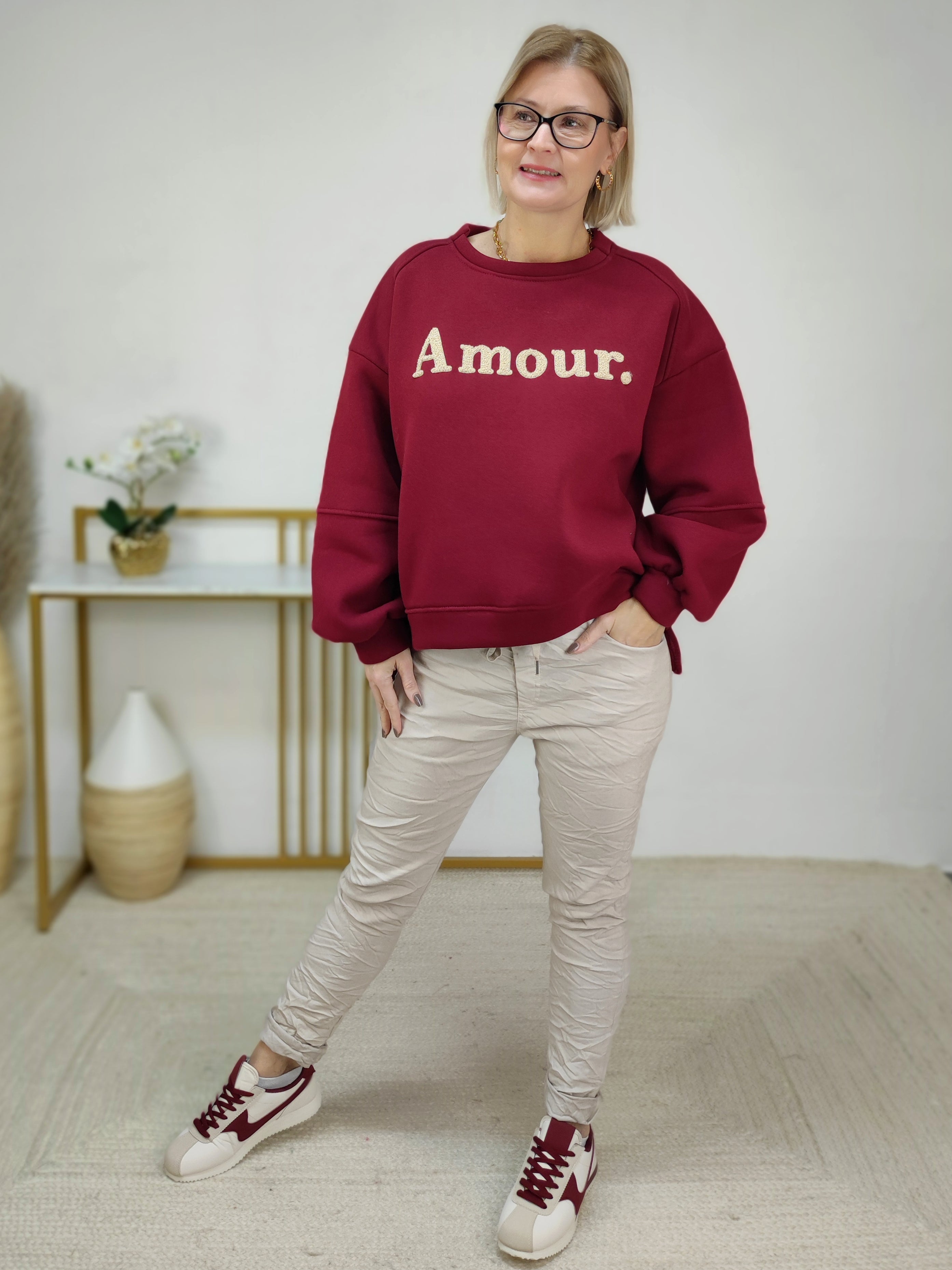 Sweatshirt "Amour" in vino (38-42)