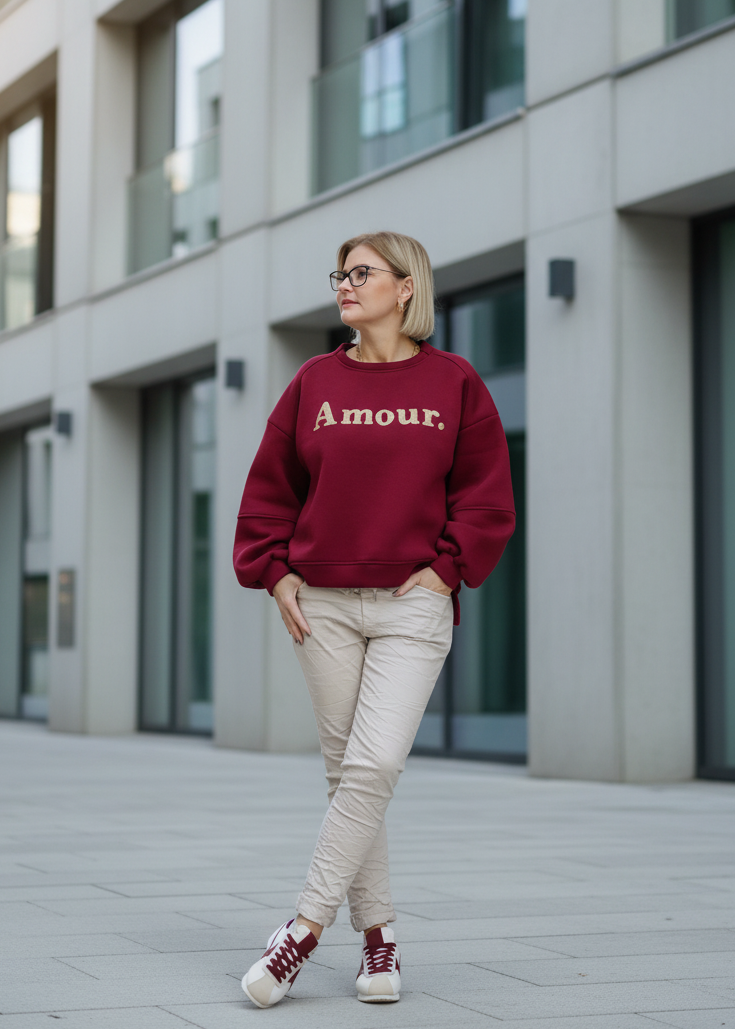 Sweatshirt "Amour" in vino (38-42)