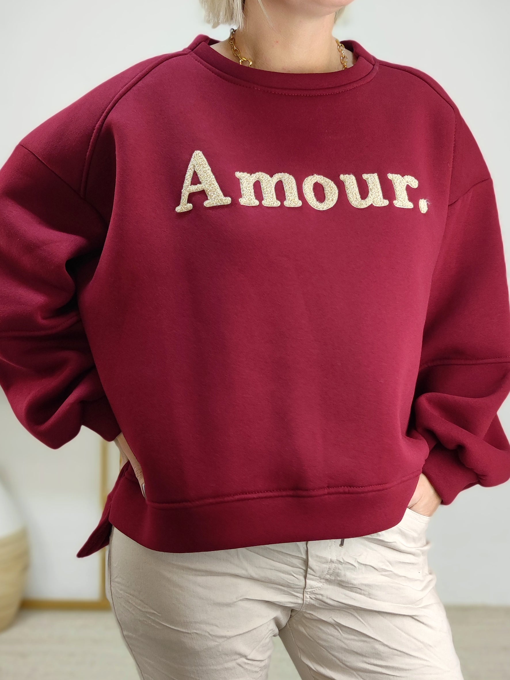 Sweatshirt "Amour" in vino (38-42)