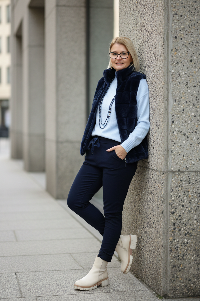 Pullover mit Turtle Neck einfarbig hellblau (36-42)