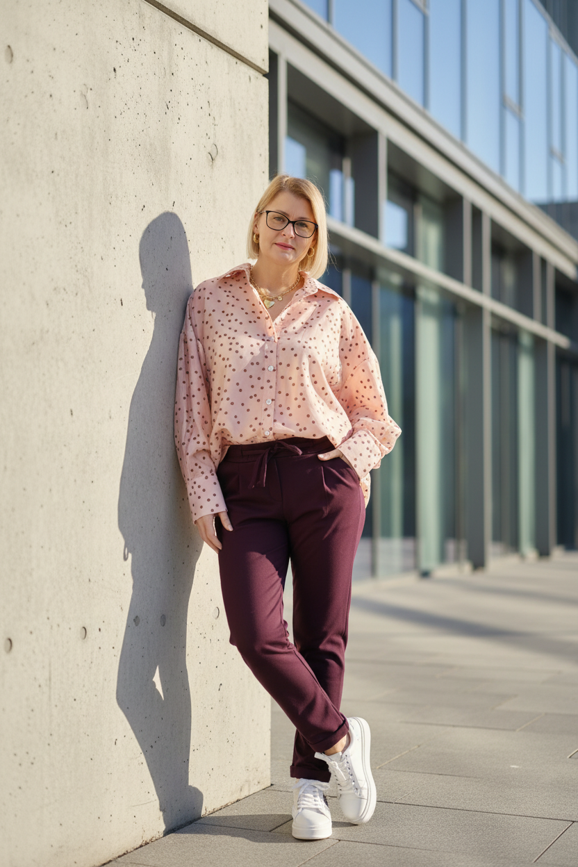 Pastellfarbene Polka Dots Bluse (38-42/44)