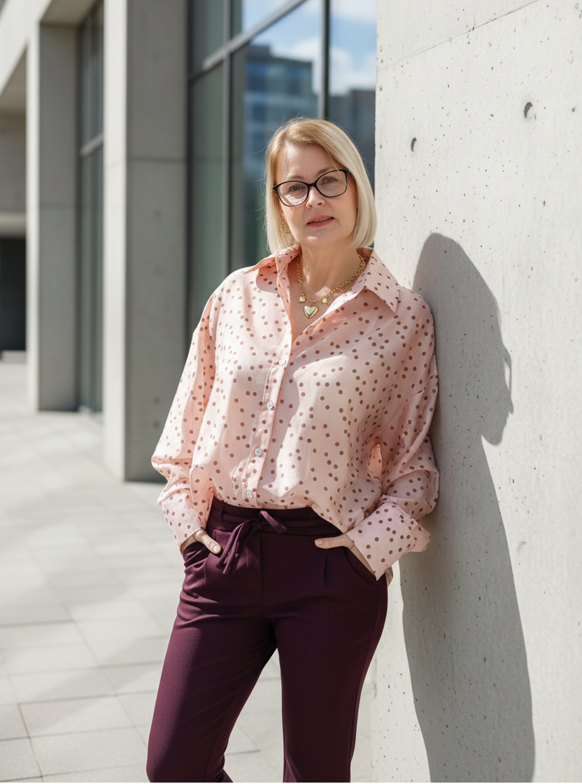 Pastellfarbene Polka Dots Bluse (38-42/44)