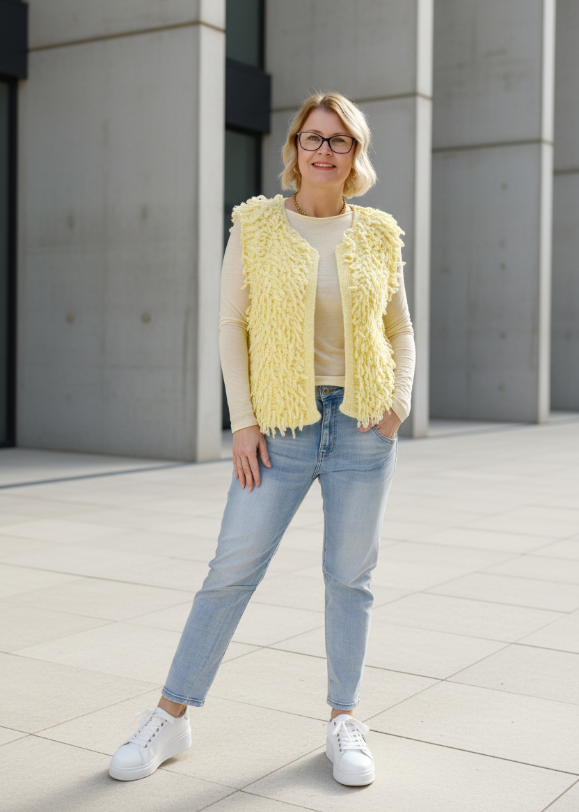 Fransenweste in buttergelb (36-42/44)