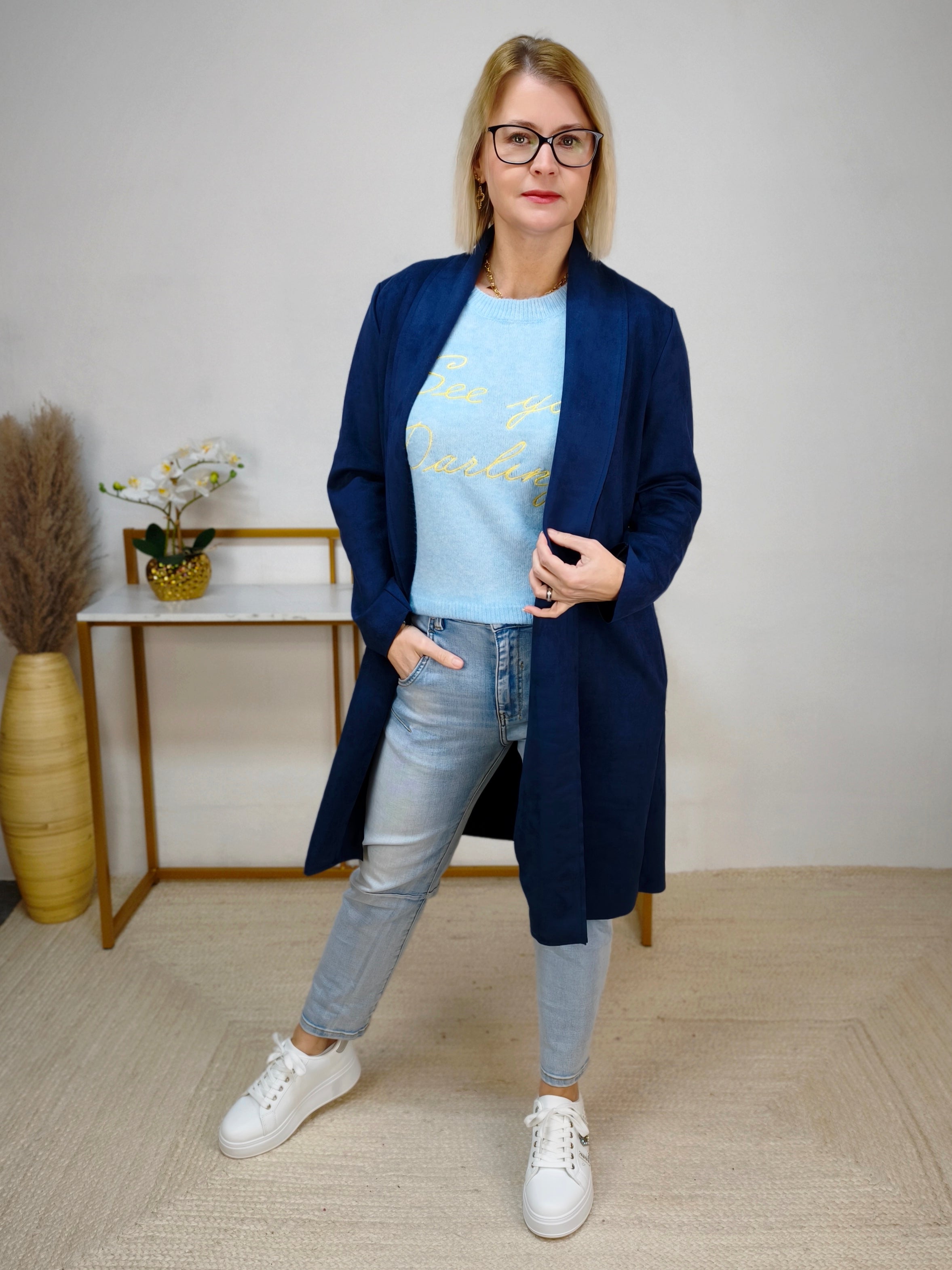 Leichter Pullover "Darling" Kurzarm in hellblau (36-42)