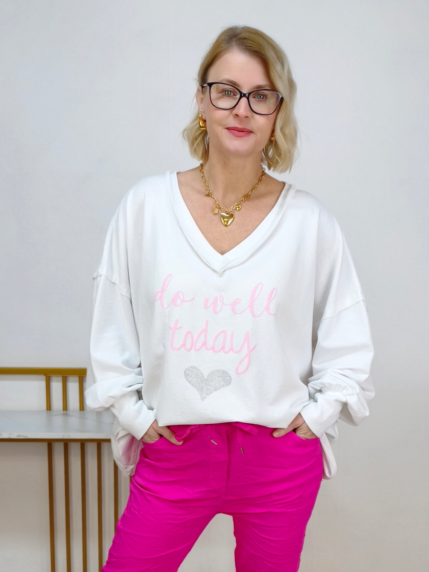 Leichtes Sweatshirt "Do well..." weiss (42-46/48)