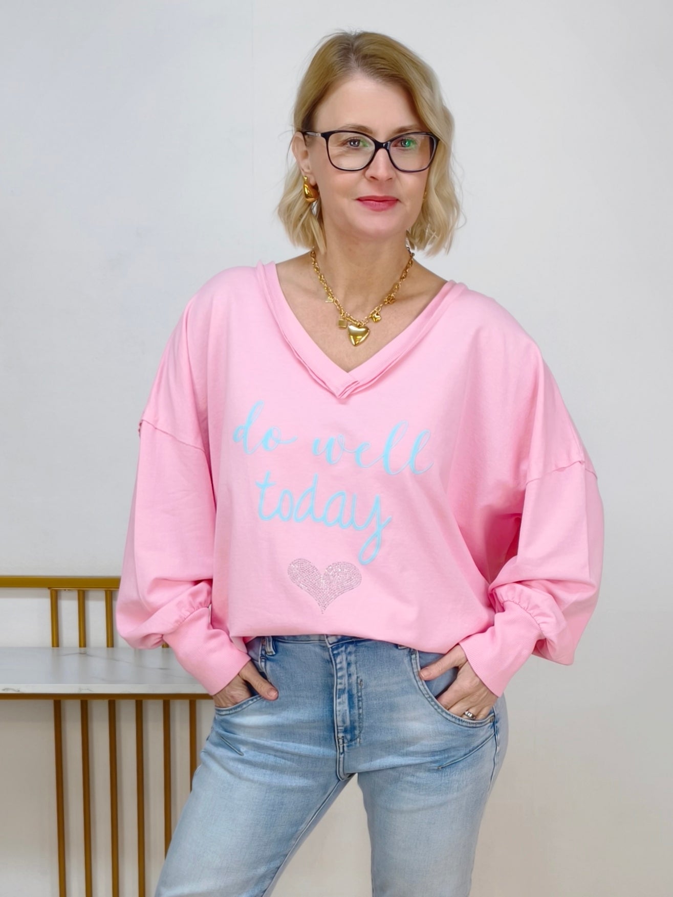 Leichtes Sweatshirt "Do well..." rosa (42-46/48)