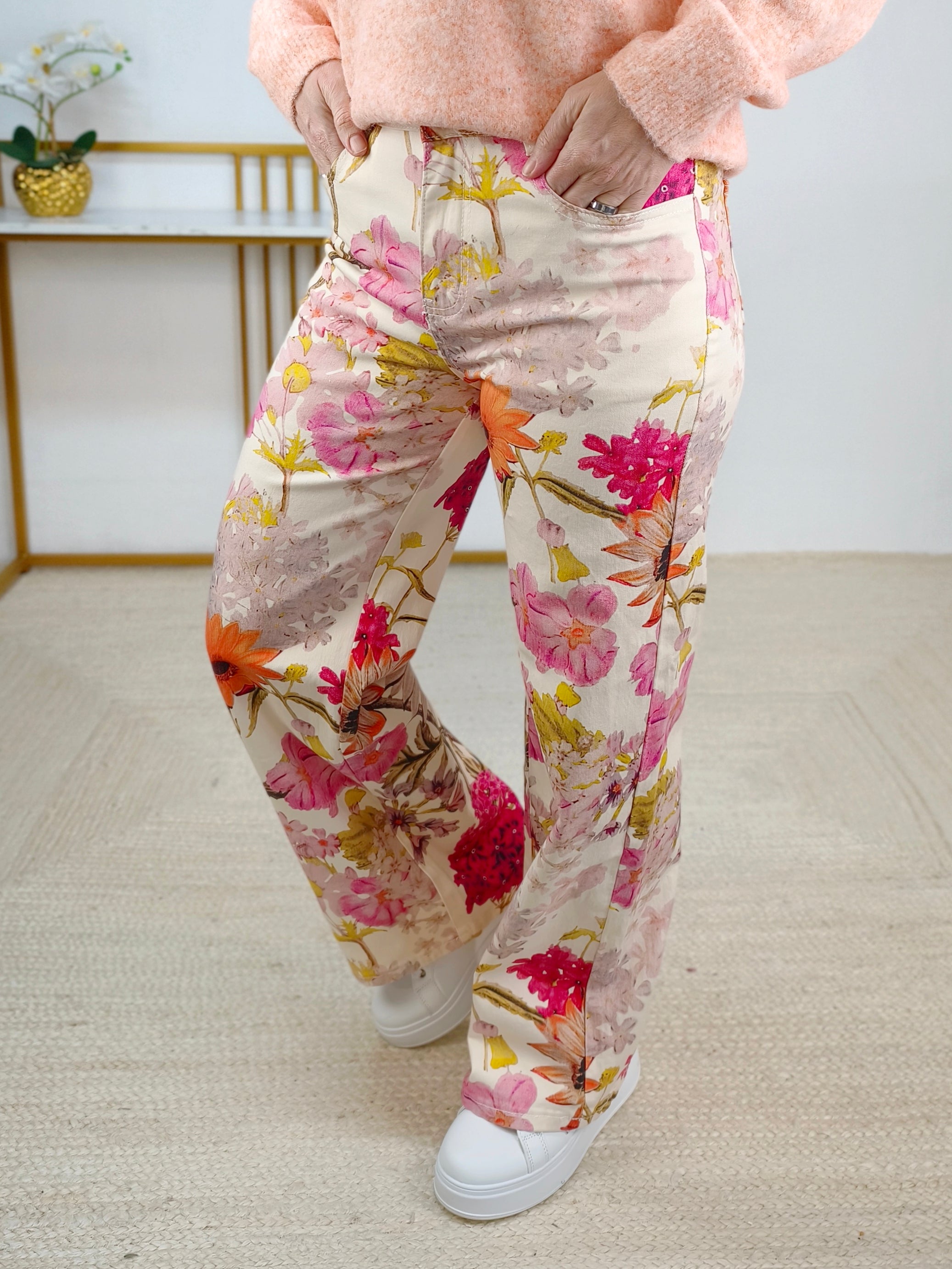 Stretch Jeans "Spring" hellbeige/gemustert (36-42)