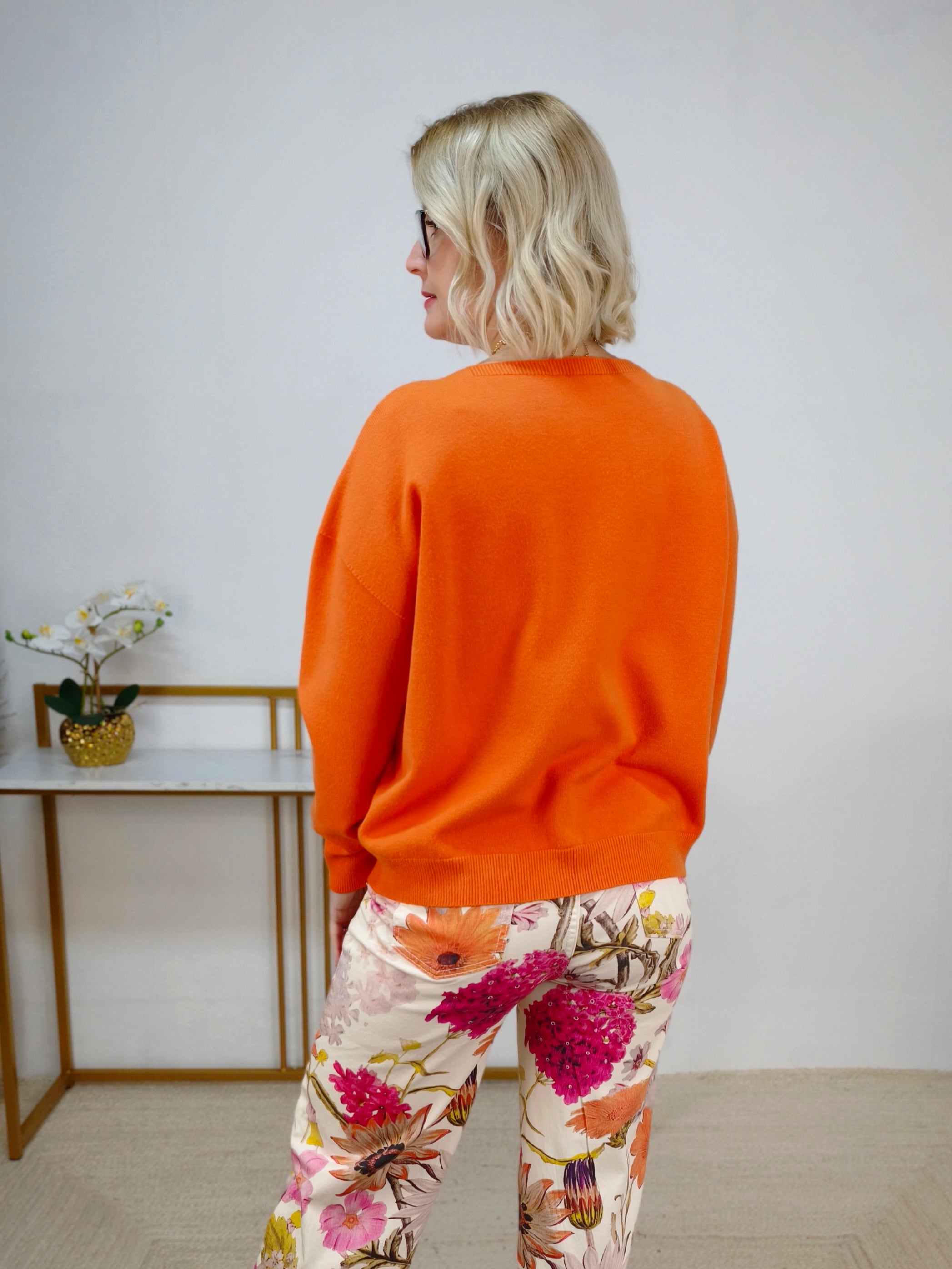 Feinstrick Pullover unifarben in orange (36-42/44)