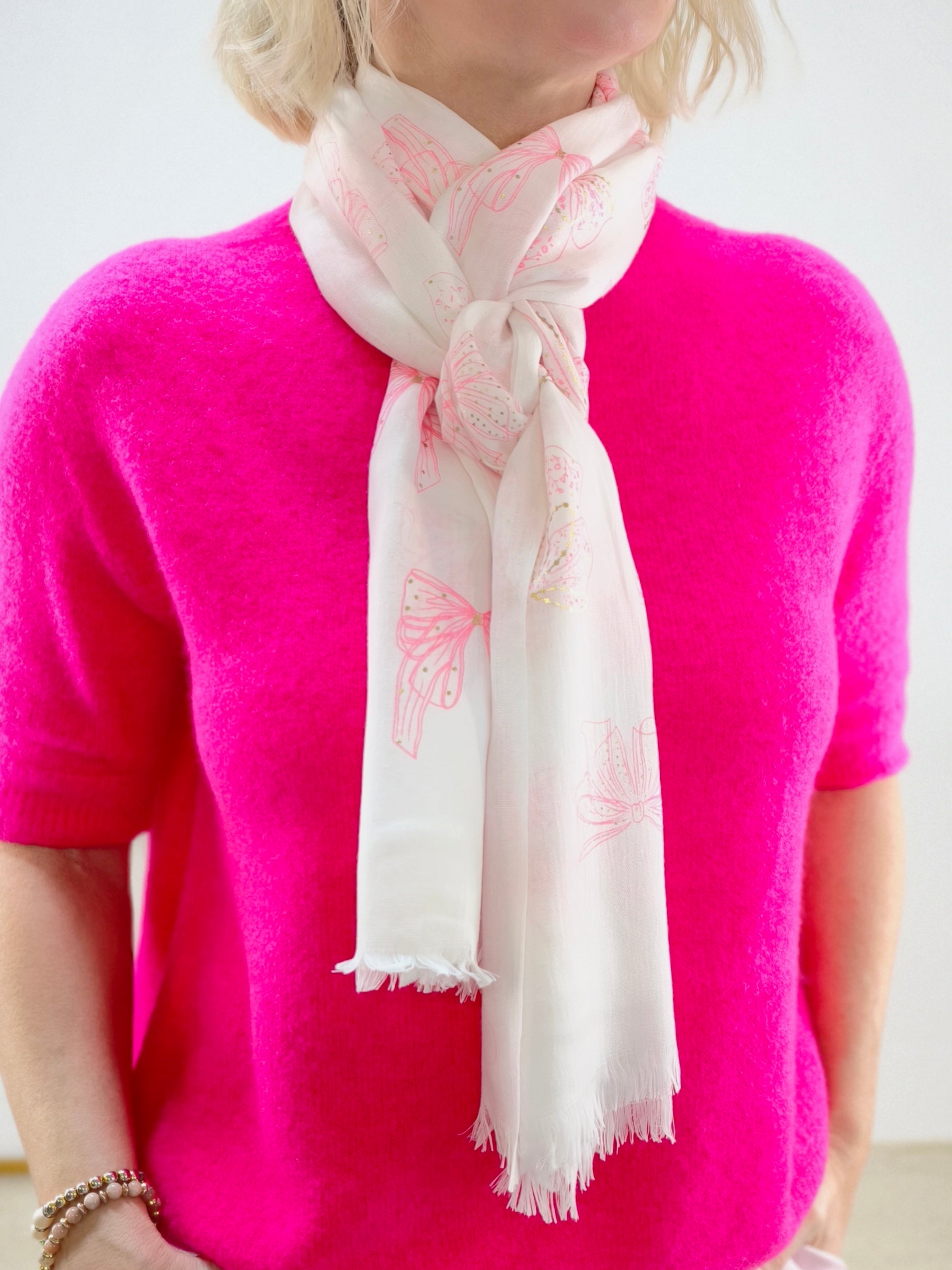 Leichtes Halstuch weiß/rosa