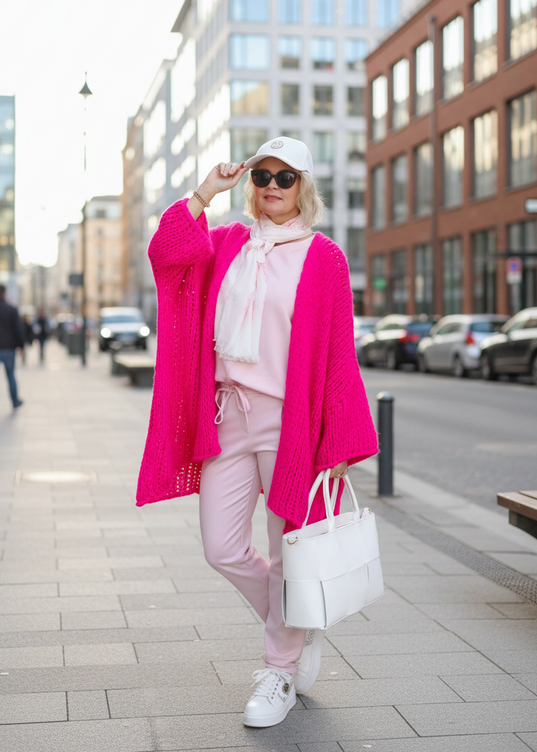 Strickjacke in grobstrick pink (38-44/46)