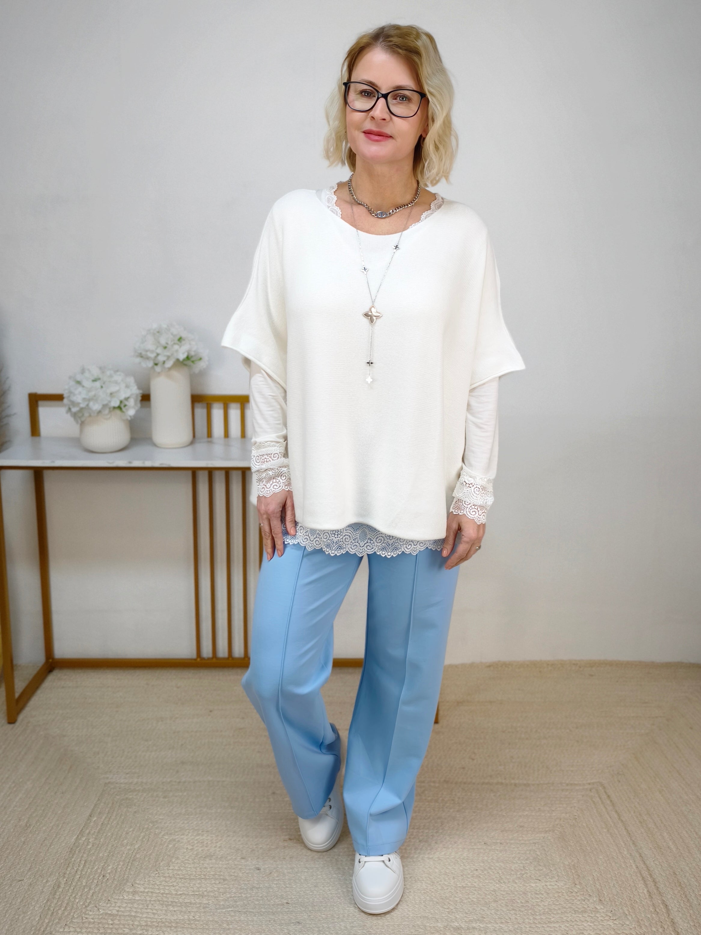 Pulli uni weiss kurzarm (38-44)