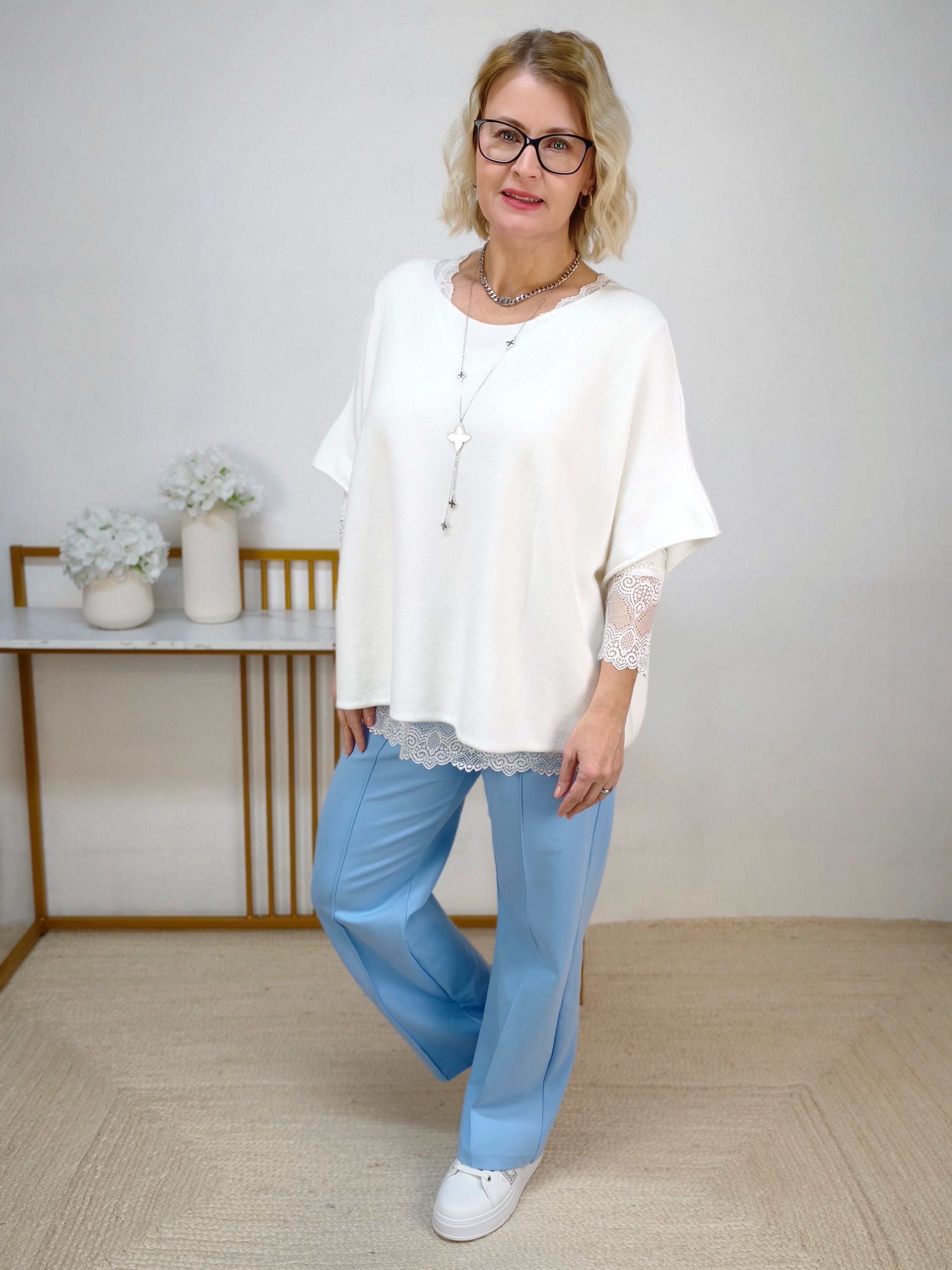 Pulli uni weiss kurzarm (38-44)