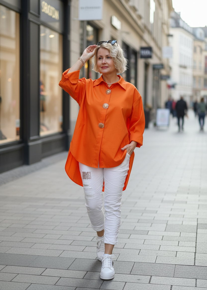 Hemdbluse "Sonne" in orange (40-44)