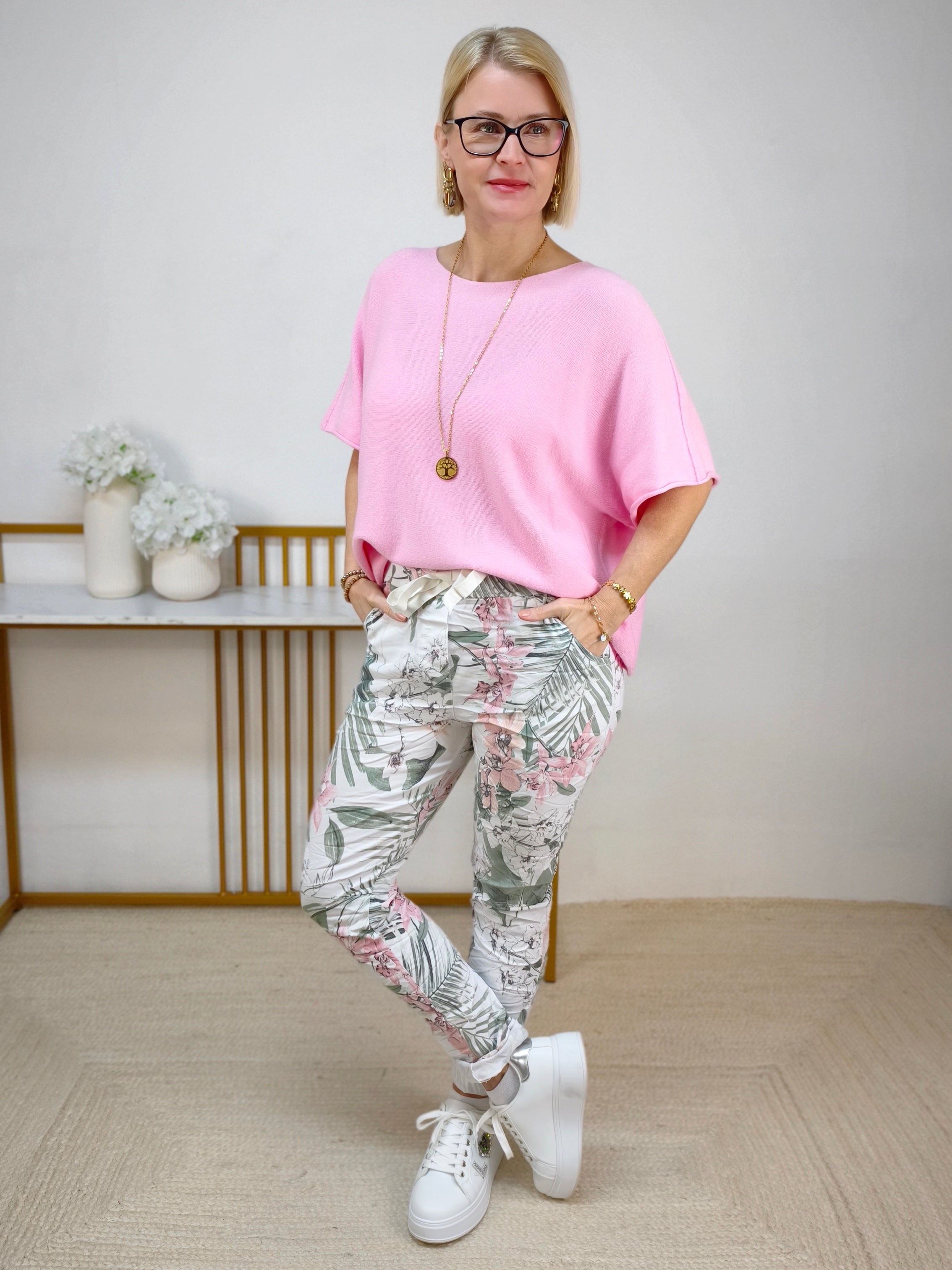 Pulli uni rosa kurzarm (38-44)