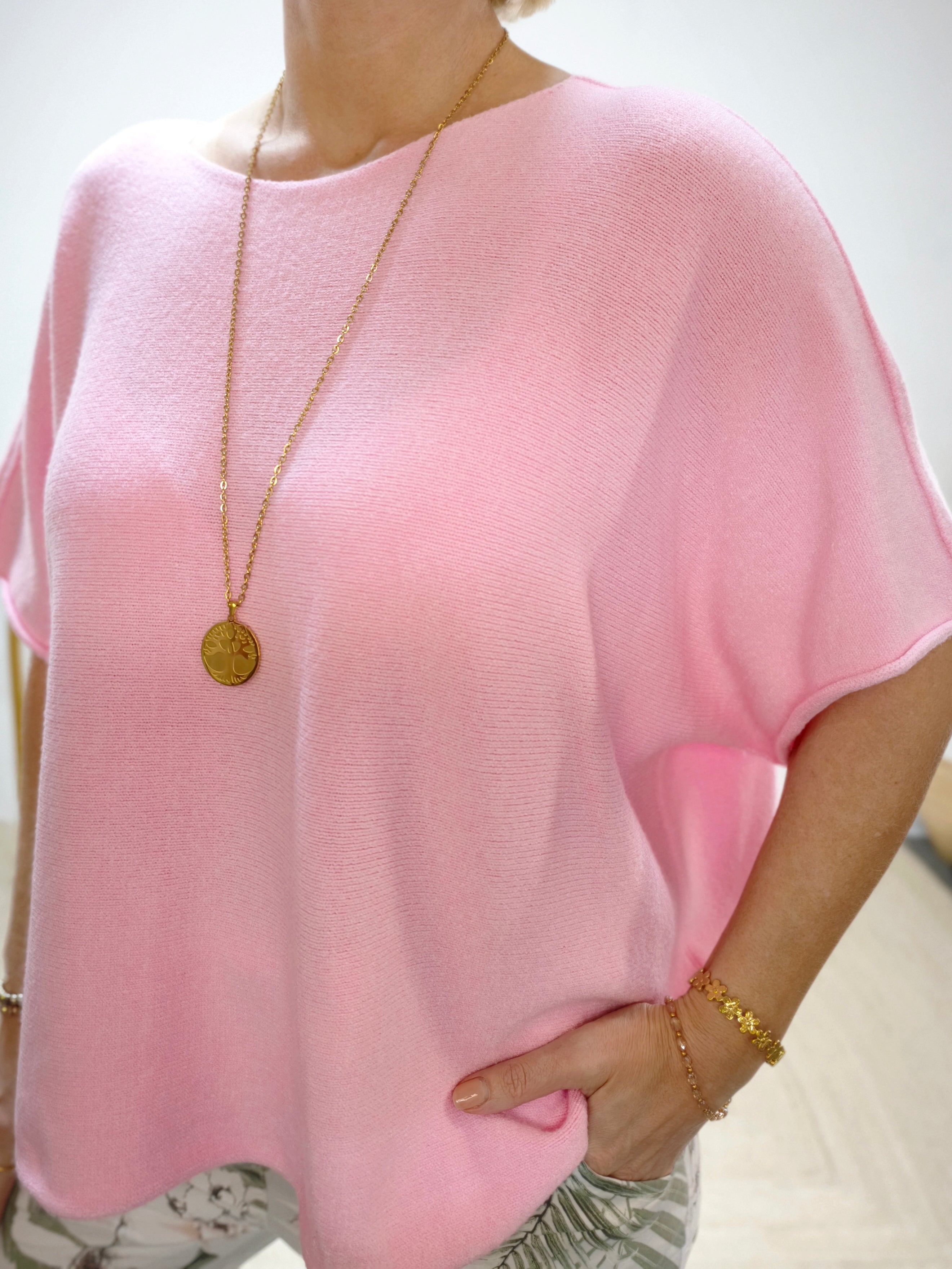 Pulli uni rosa kurzarm (38-44)