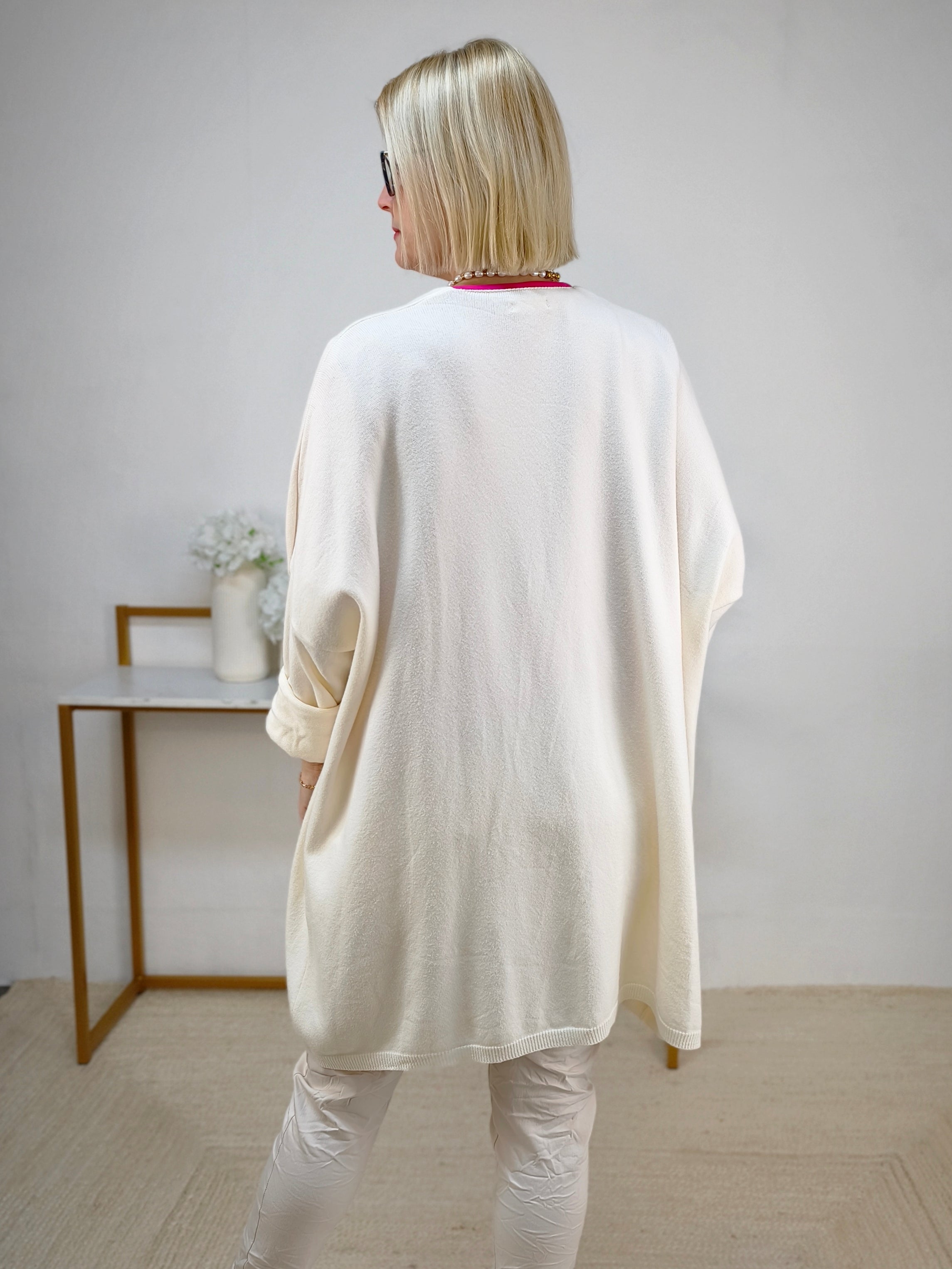 Strickjacke/Cardigan wollweiss (36-44/46)