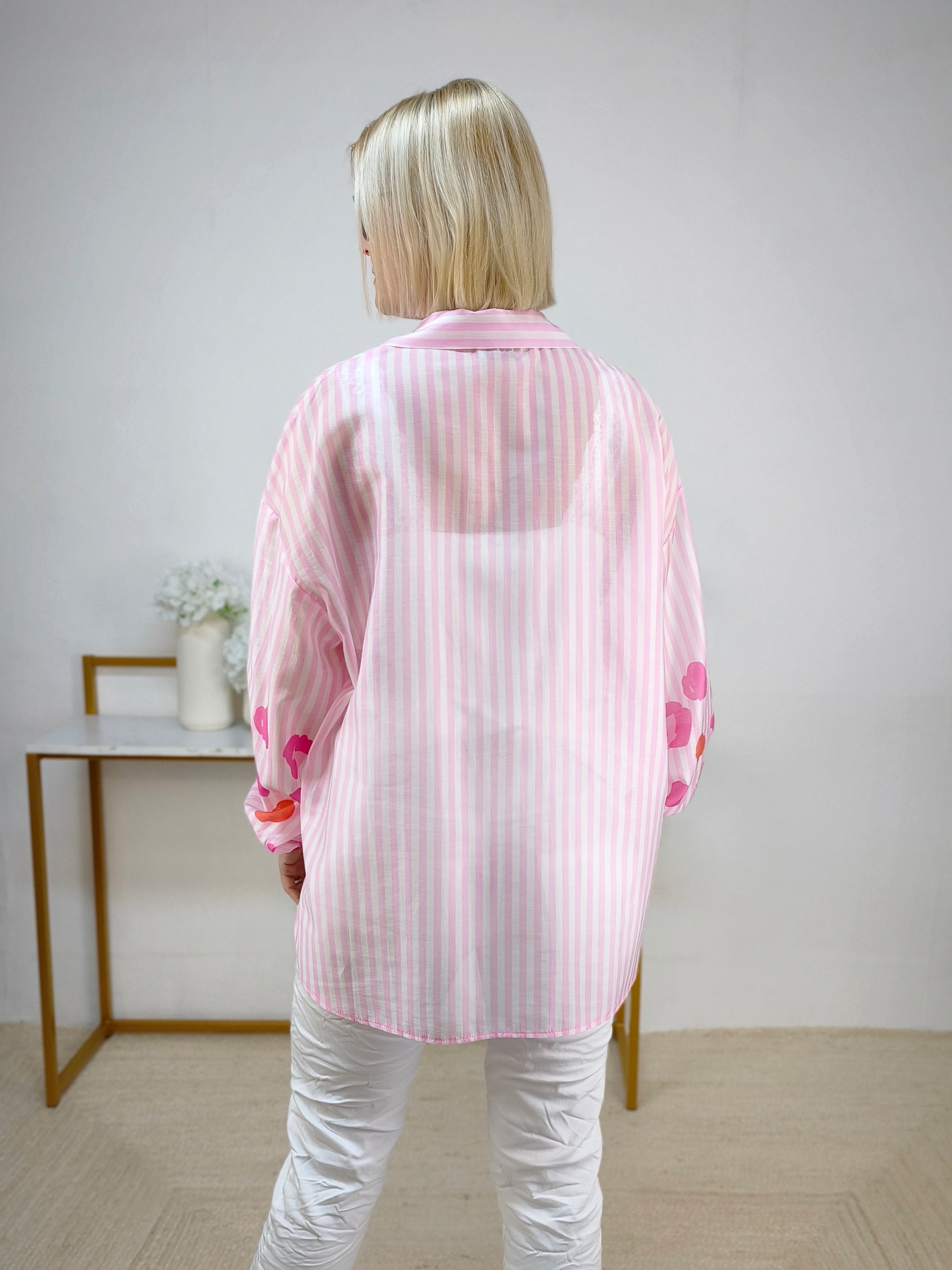 Gestreifte Bluse rosa-weiß (40-44)