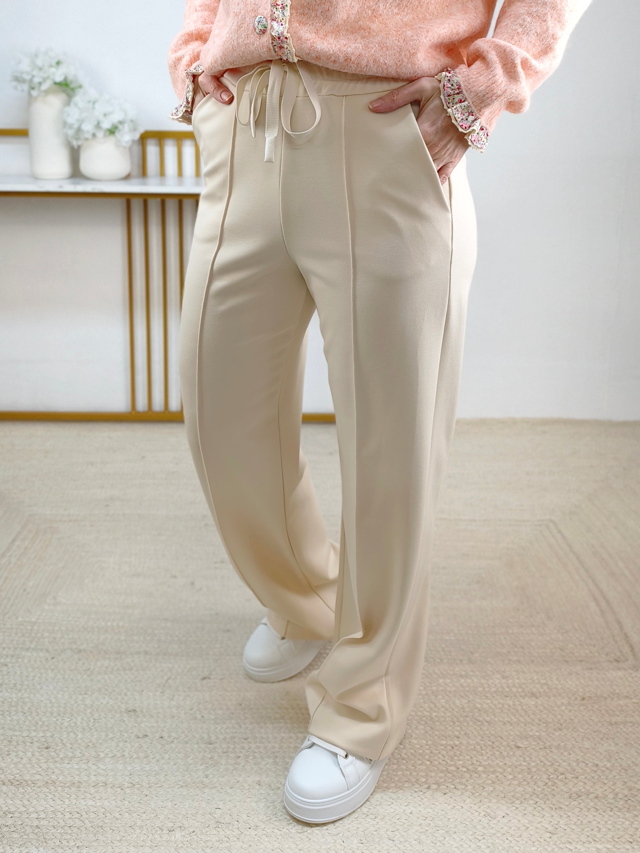 Stoffhose gerader Schnitt in beige (S - XL)