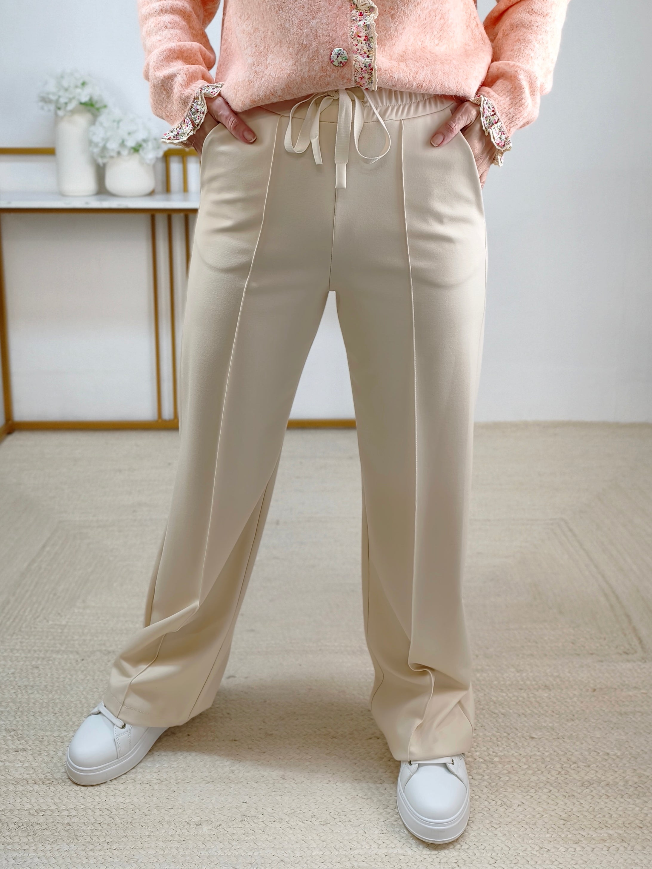 Stoffhose gerader Schnitt in beige (S - XL)