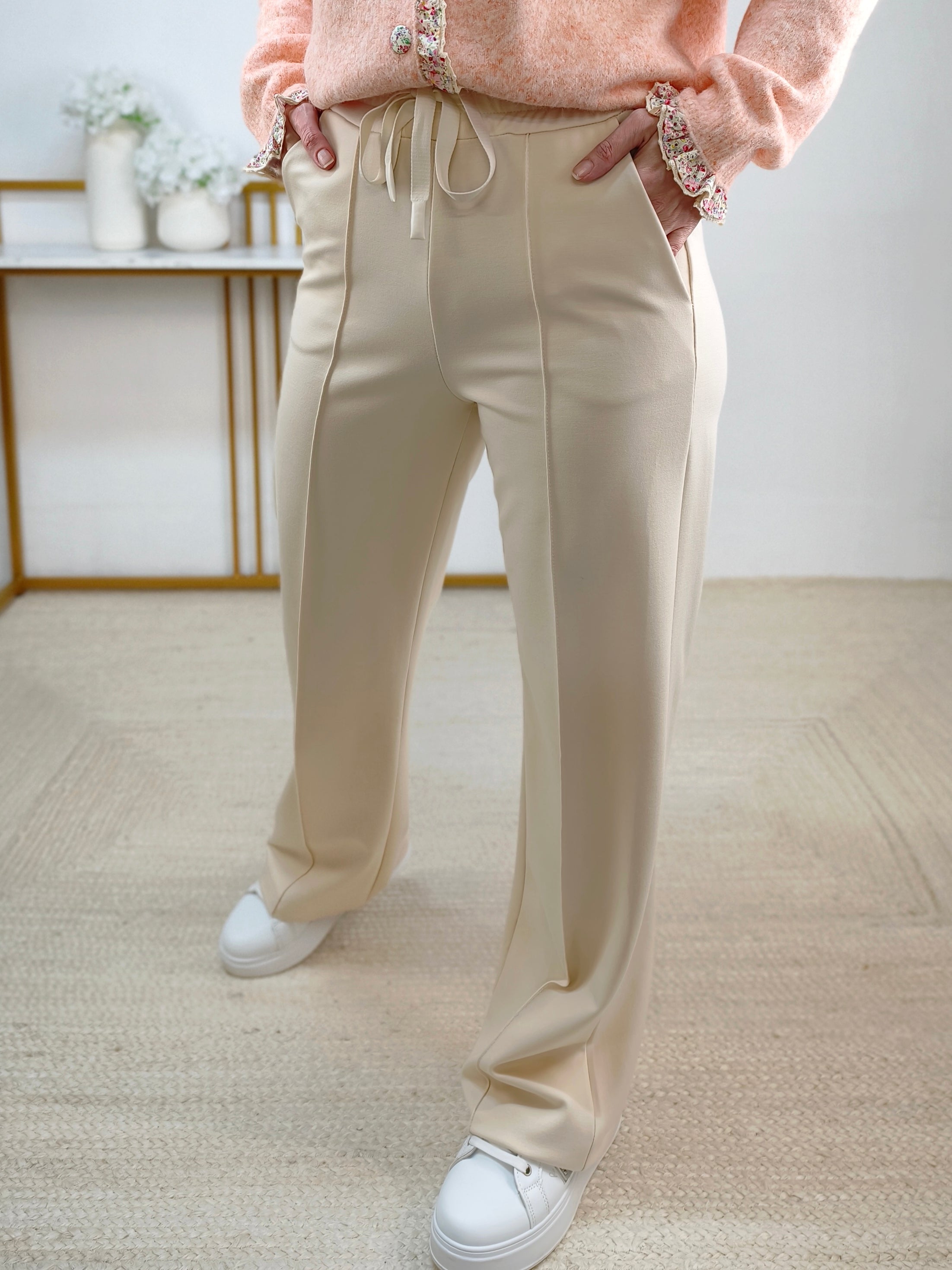 Stoffhose gerader Schnitt in beige (S - XL)