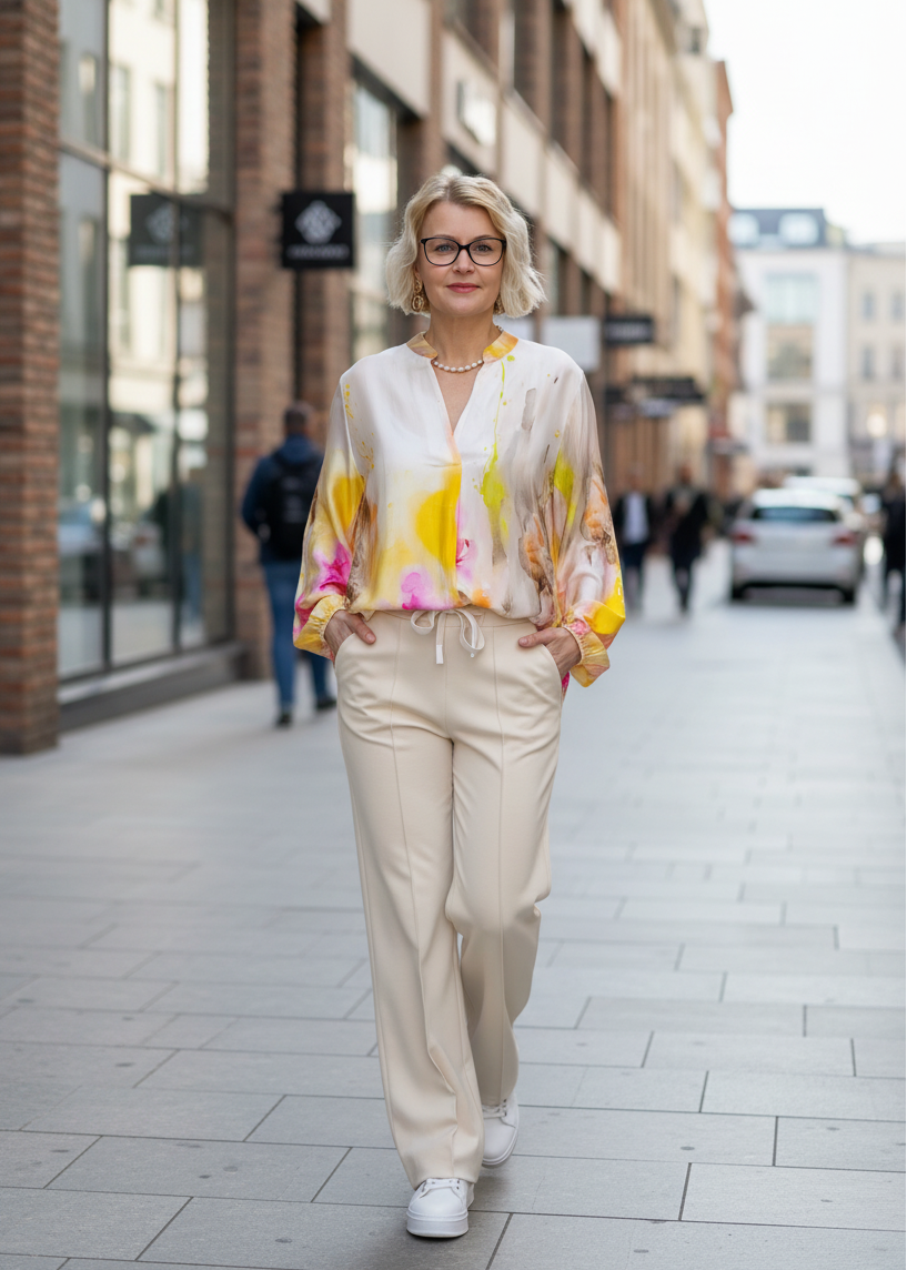 Bluse "Picasso" beige/gelb (36-42)