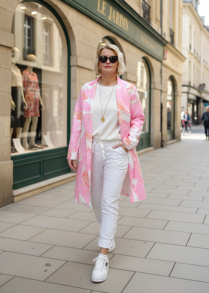 Leichter Mantel "Woman" rosa/weiss (36-42)